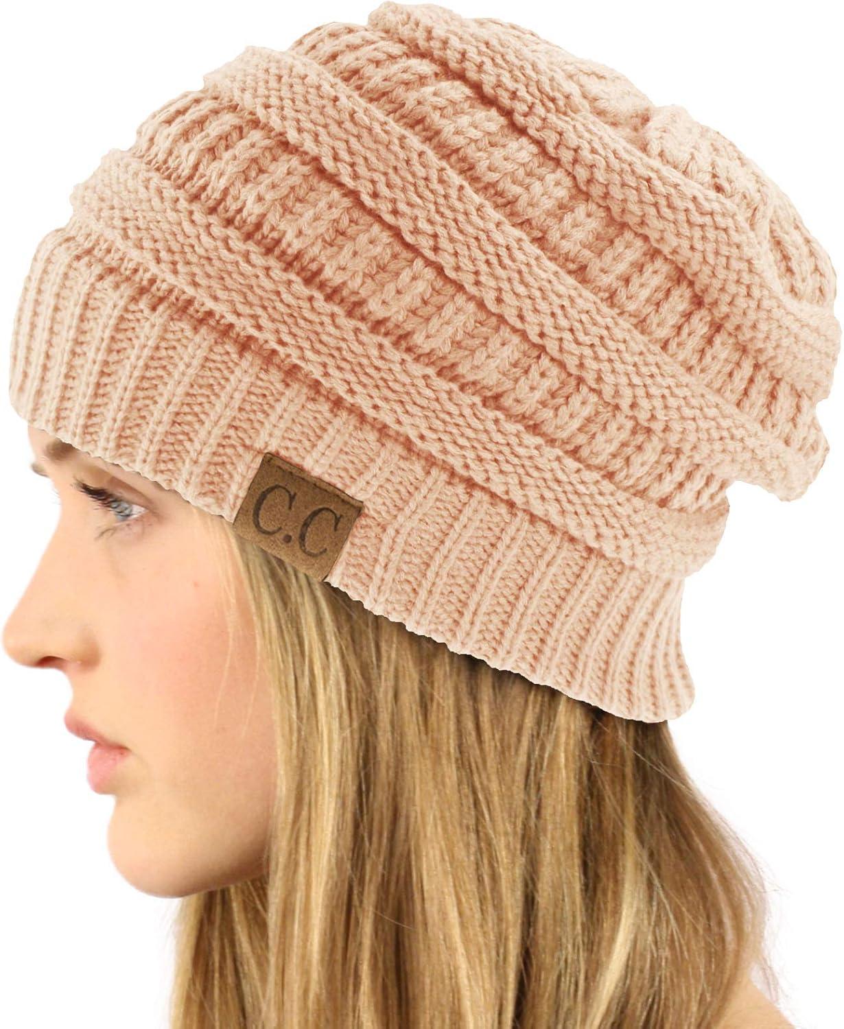 imageCC Classic Winter Fall Trendy Chunky Stretchy Cable Knit Beanie HatSolid Indi Pink