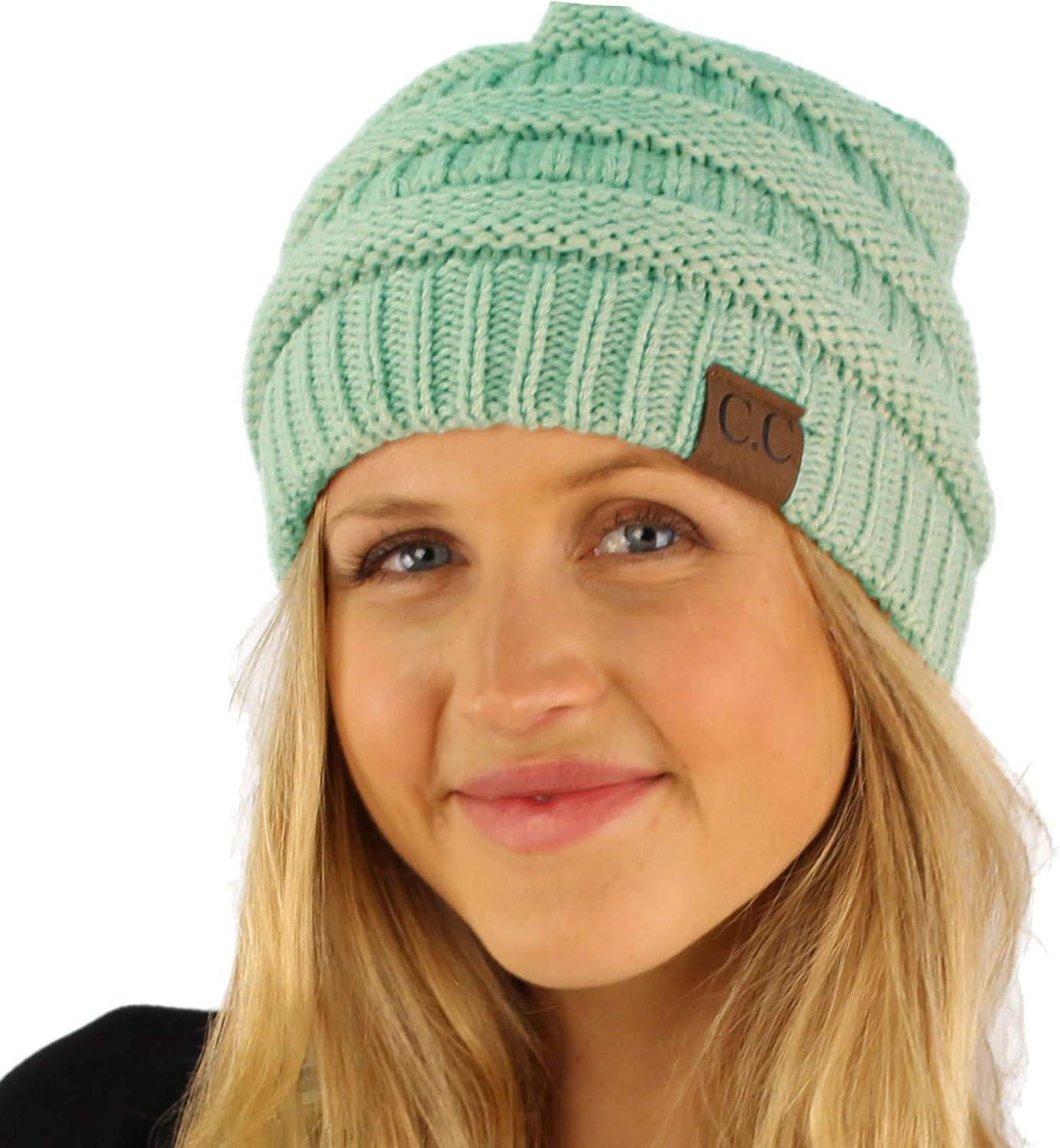 imageCC Classic Winter Fall Trendy Chunky Stretchy Cable Knit Beanie HatSolid Mint