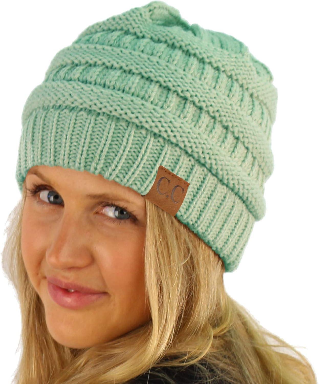 imageCC Classic Winter Fall Trendy Chunky Stretchy Cable Knit Beanie HatSolid Mint