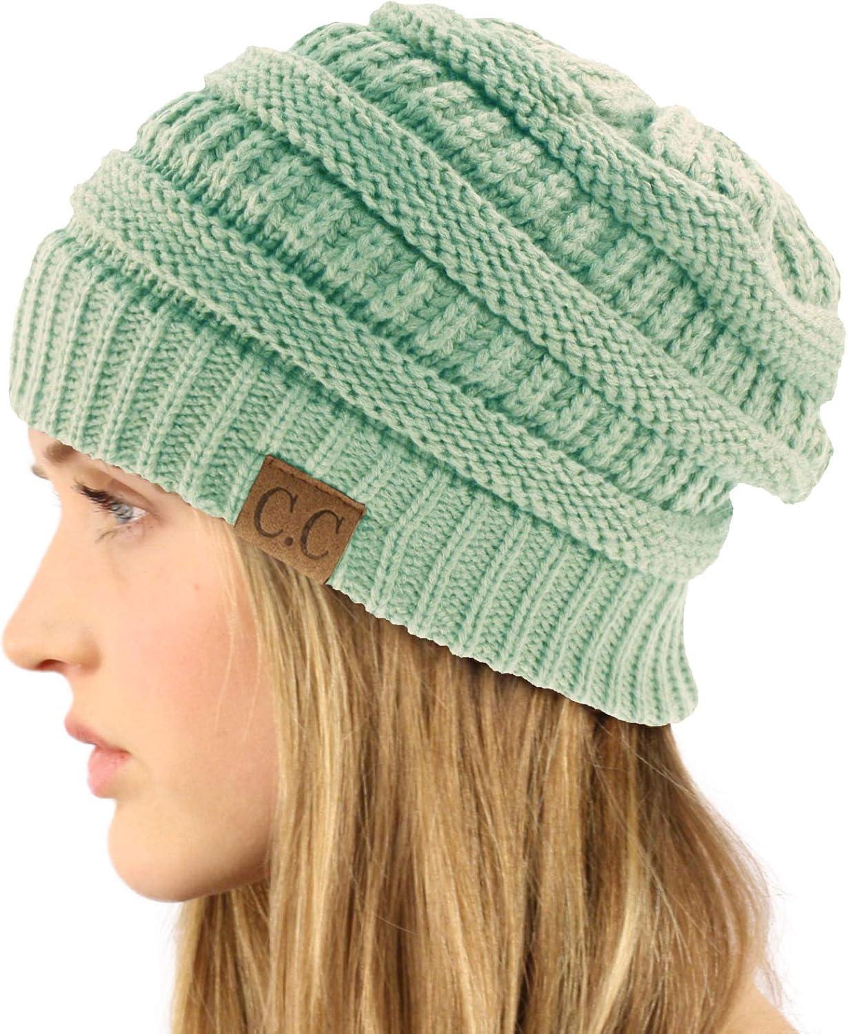 imageCC Classic Winter Fall Trendy Chunky Stretchy Cable Knit Beanie HatSolid Mint