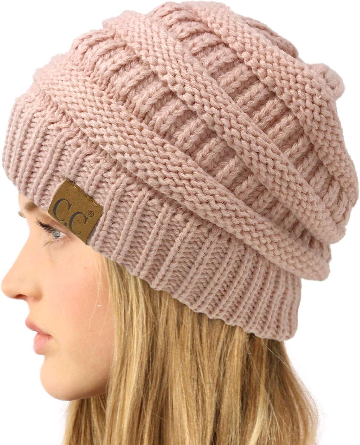 imageCC Classic Winter Fall Trendy Chunky Stretchy Cable Knit Beanie HatSolid Rose