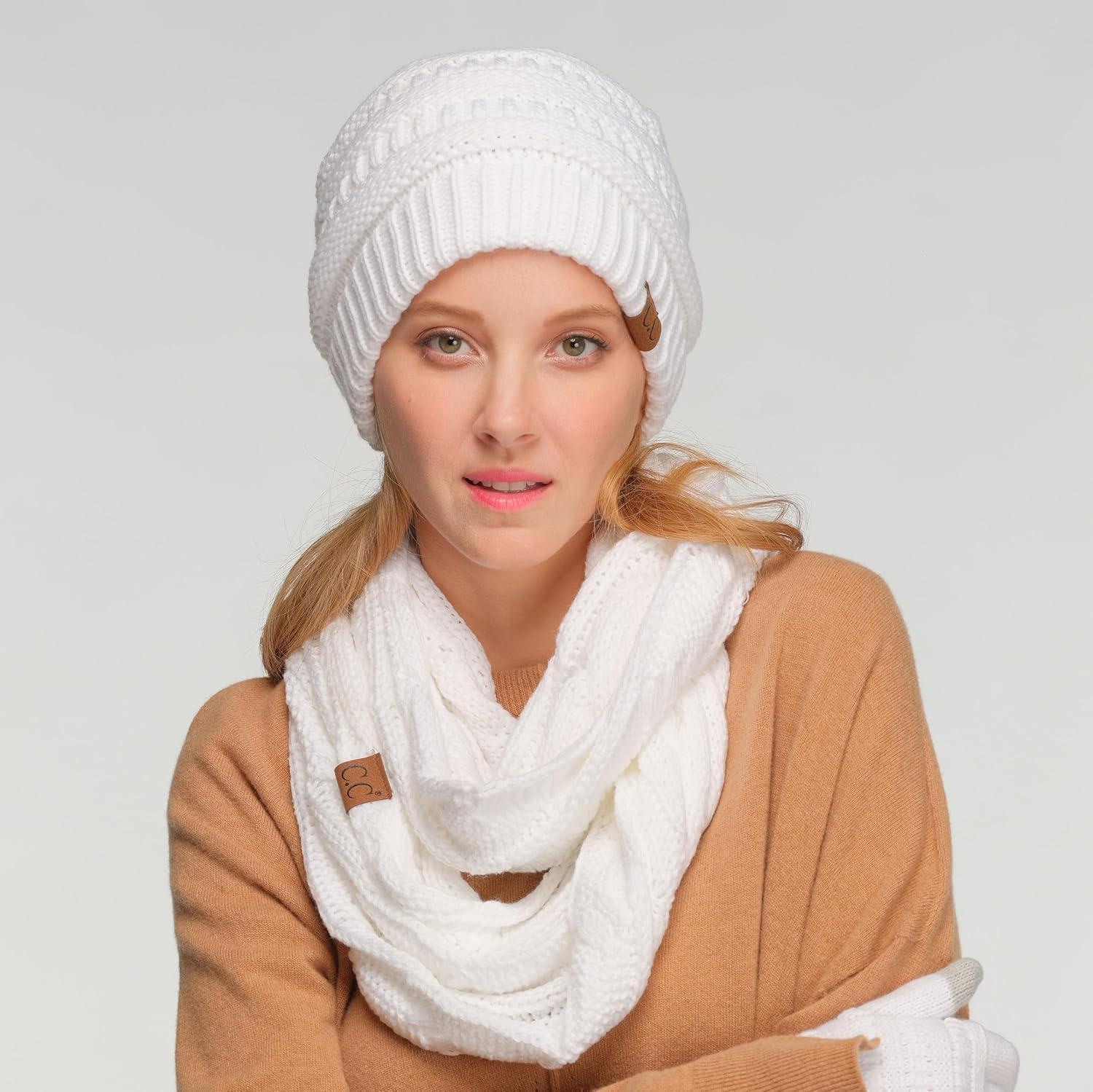 imageCC Classic Winter Fall Trendy Chunky Stretchy Cable Knit Beanie HatSolid White