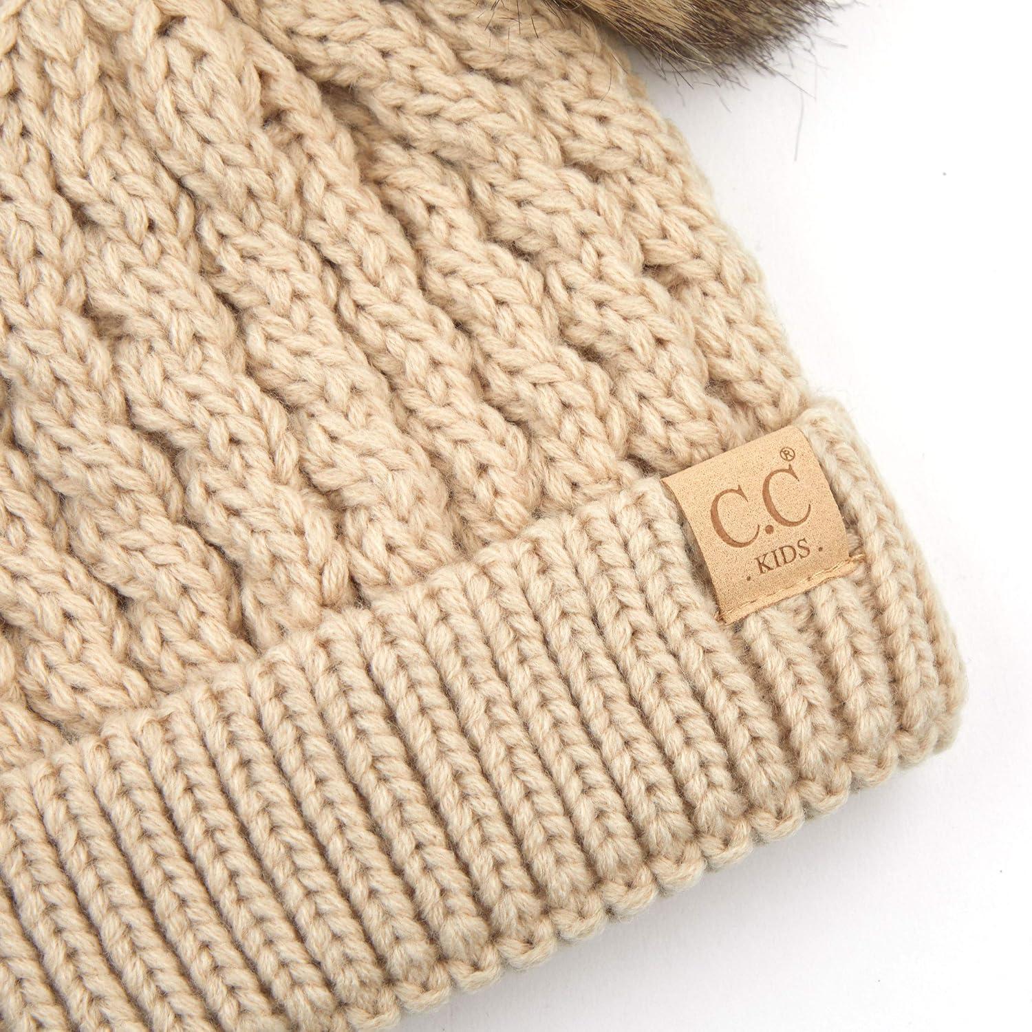 imageCC Exclusives Children Kid Double Pompom Knitted Beanie for Kids Ages 25 KID23KID24KIDS2055A Pompom Beige