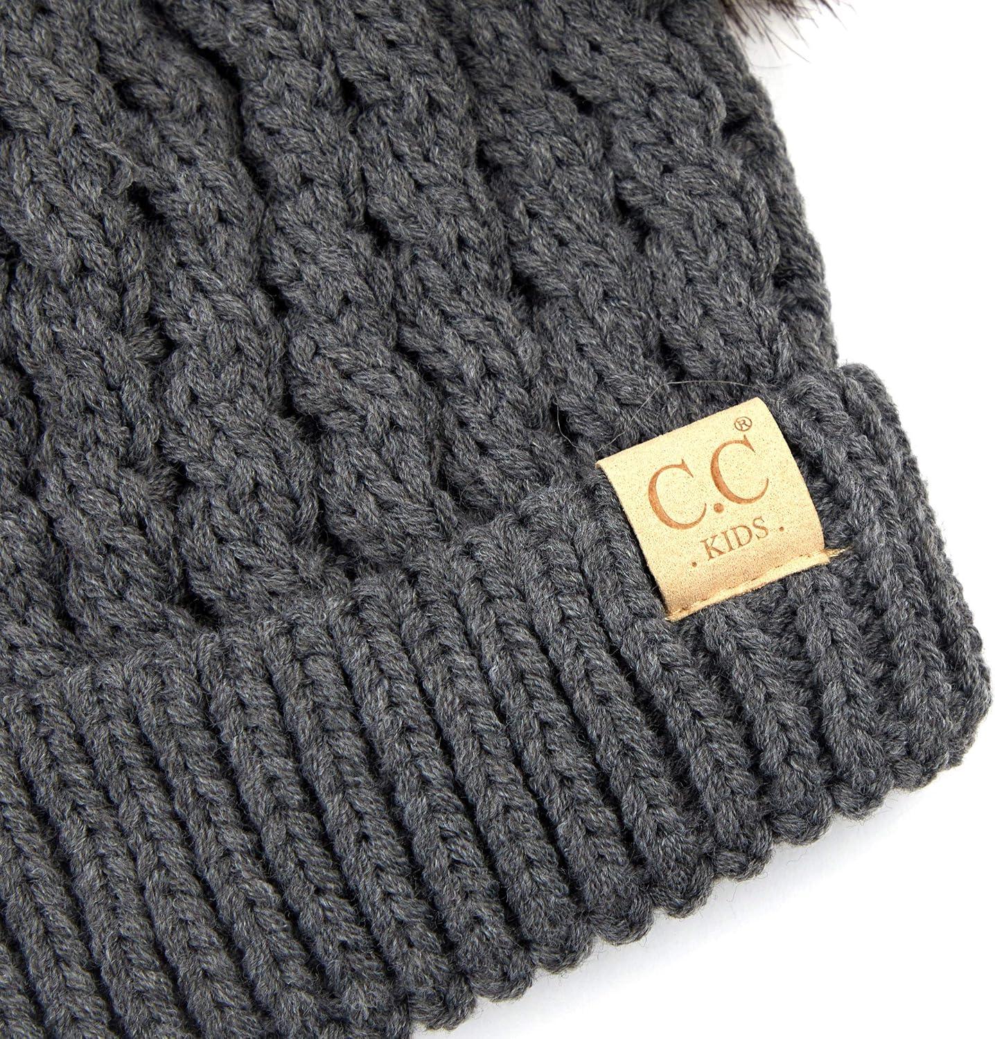 imageCC Exclusives Children Kid Double Pompom Knitted Beanie for Kids Ages 25 KID23KID24KIDS2055A Pompom Dk Mel Grey