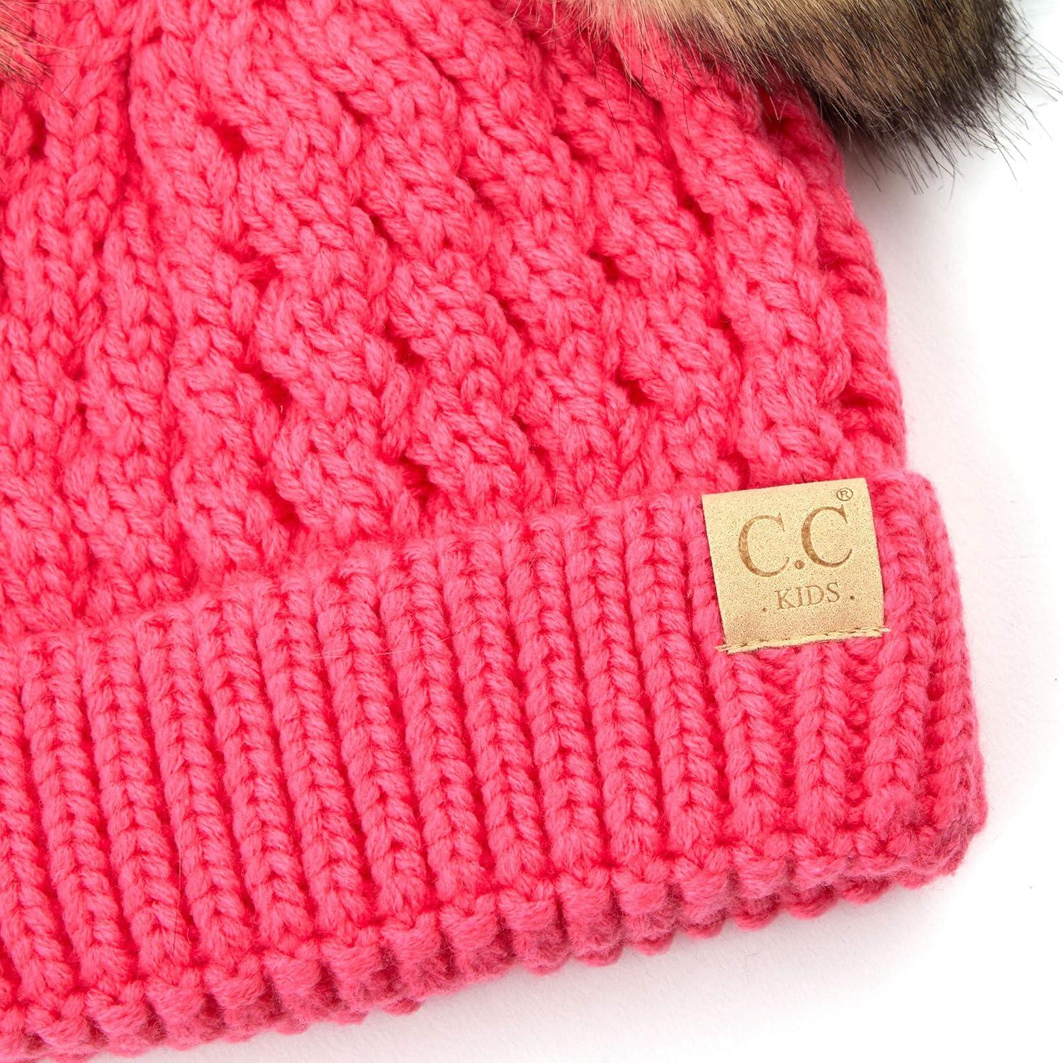 imageCC Exclusives Children Kid Double Pompom Knitted Beanie for Kids Ages 25 KID23KID24KIDS2055A Pompom New Candy Pink