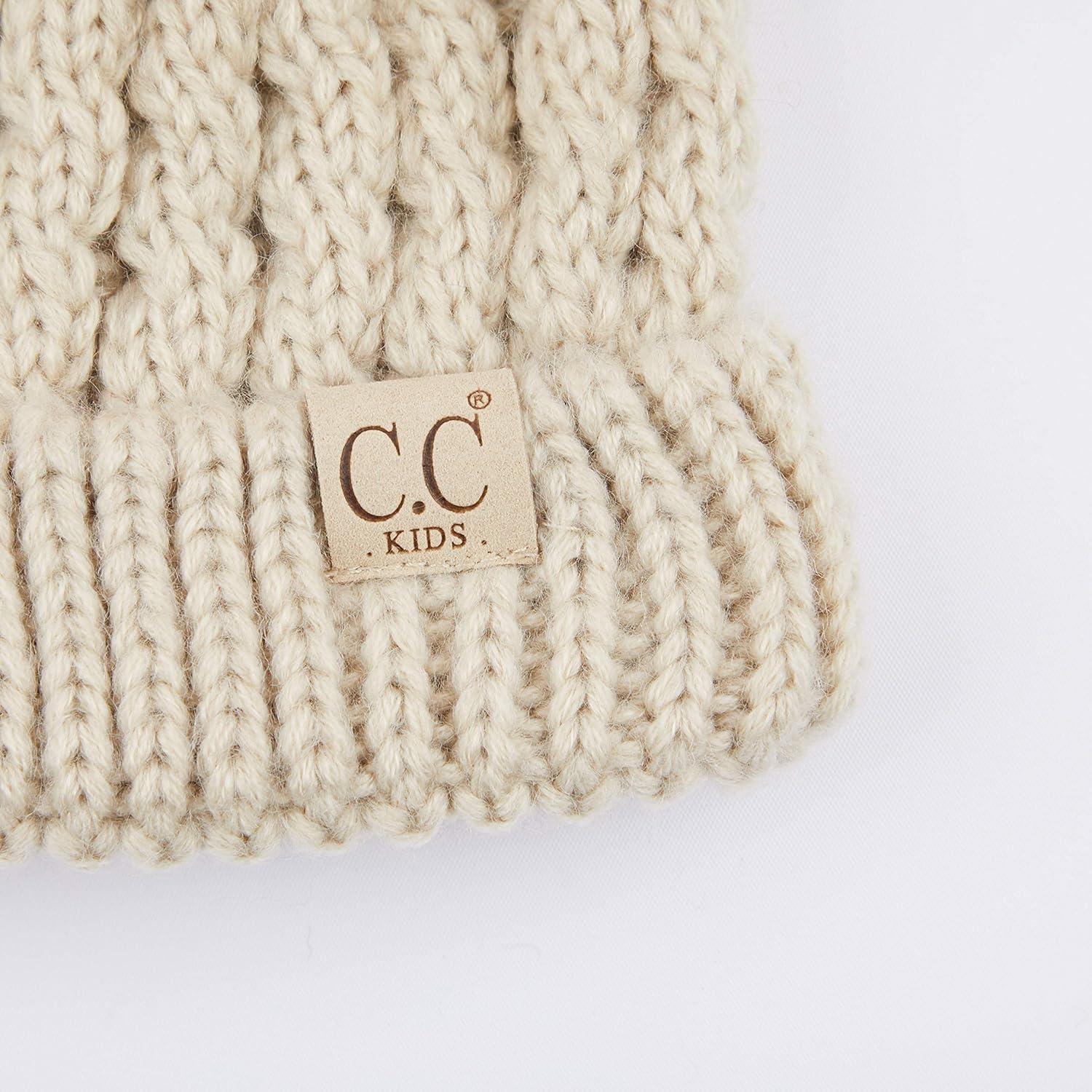 imageCC Exclusives Children Kid Double Pompom Knitted Beanie for Kids Ages 25 KID23KID24KIDS2055Beige Amz