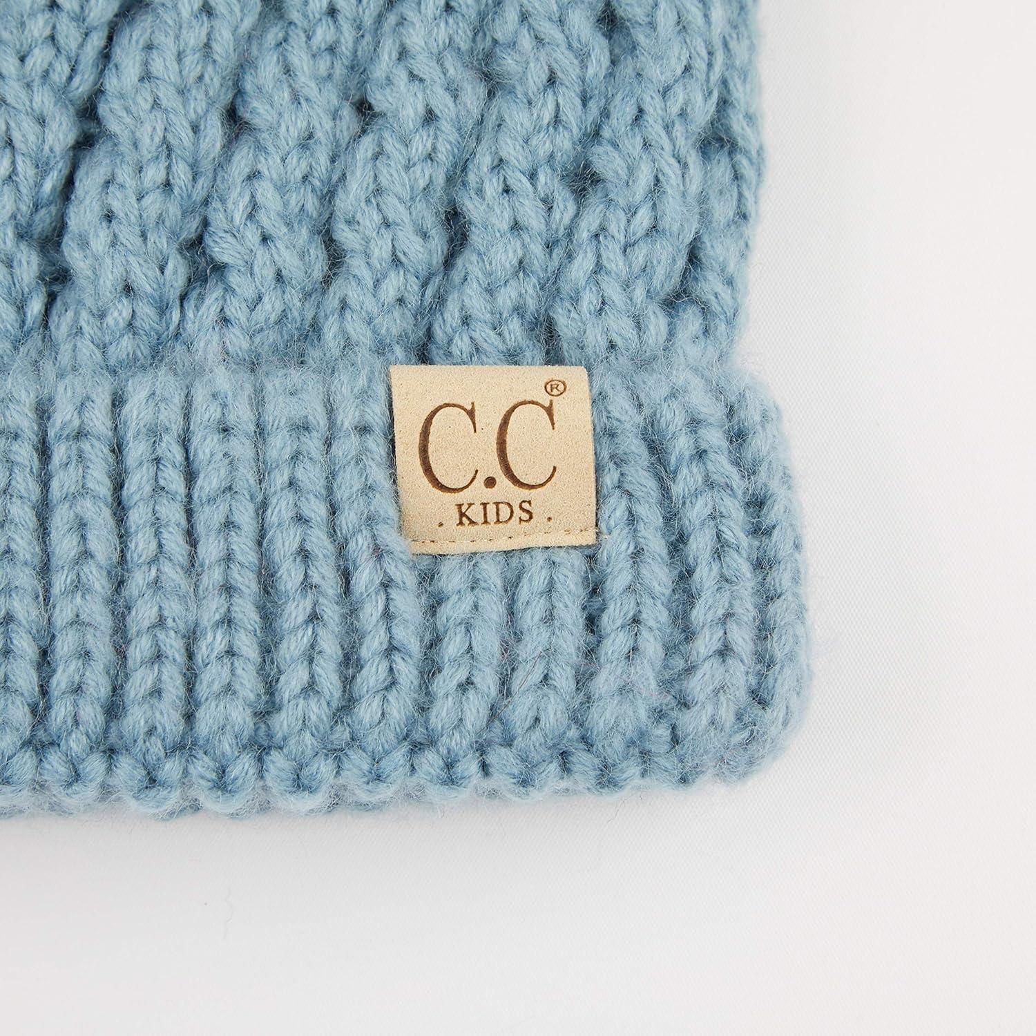 imageCC Exclusives Children Kid Double Pompom Knitted Beanie for Kids Ages 25 KID23KID24KIDS2055Denim Amz
