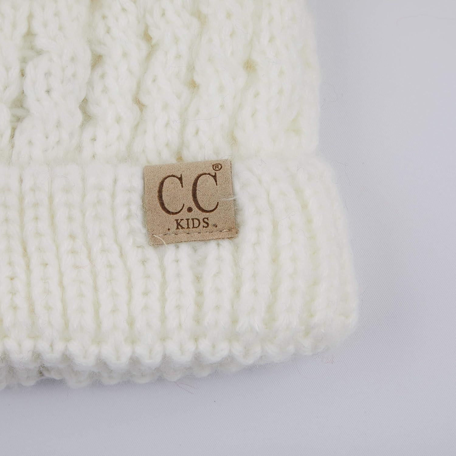 imageCC Exclusives Children Kid Double Pompom Knitted Beanie for Kids Ages 25 KID23KID24KIDS2055Ivory Amz