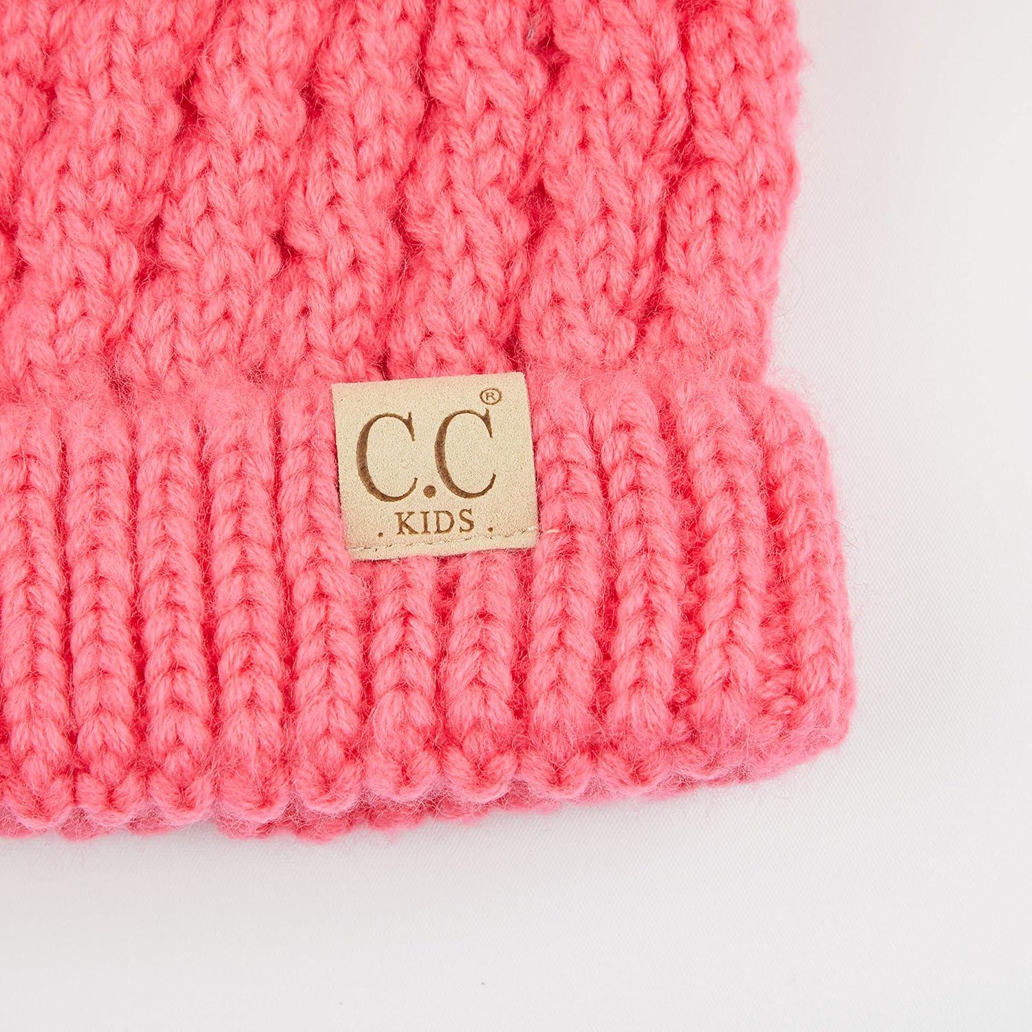 imageCC Exclusives Children Kid Double Pompom Knitted Beanie for Kids Ages 25 KID23KID24KIDS2055New Candy Pink Amz