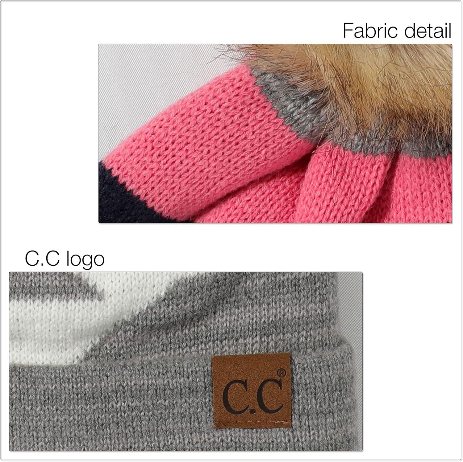 imageCC Exclusives Plush Yarn Pom Beanie hat with Daisy Pattern HAT2093HAT3001HAT4005HAT4009HAT4023Aztec Patternlt Mel Grey