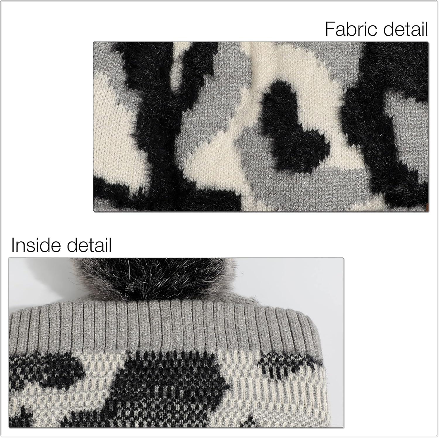 imageCC Exclusives Plush Yarn Pom Beanie hat with Daisy Pattern HAT2093HAT3001HAT4005HAT4009HAT4023Camogrey