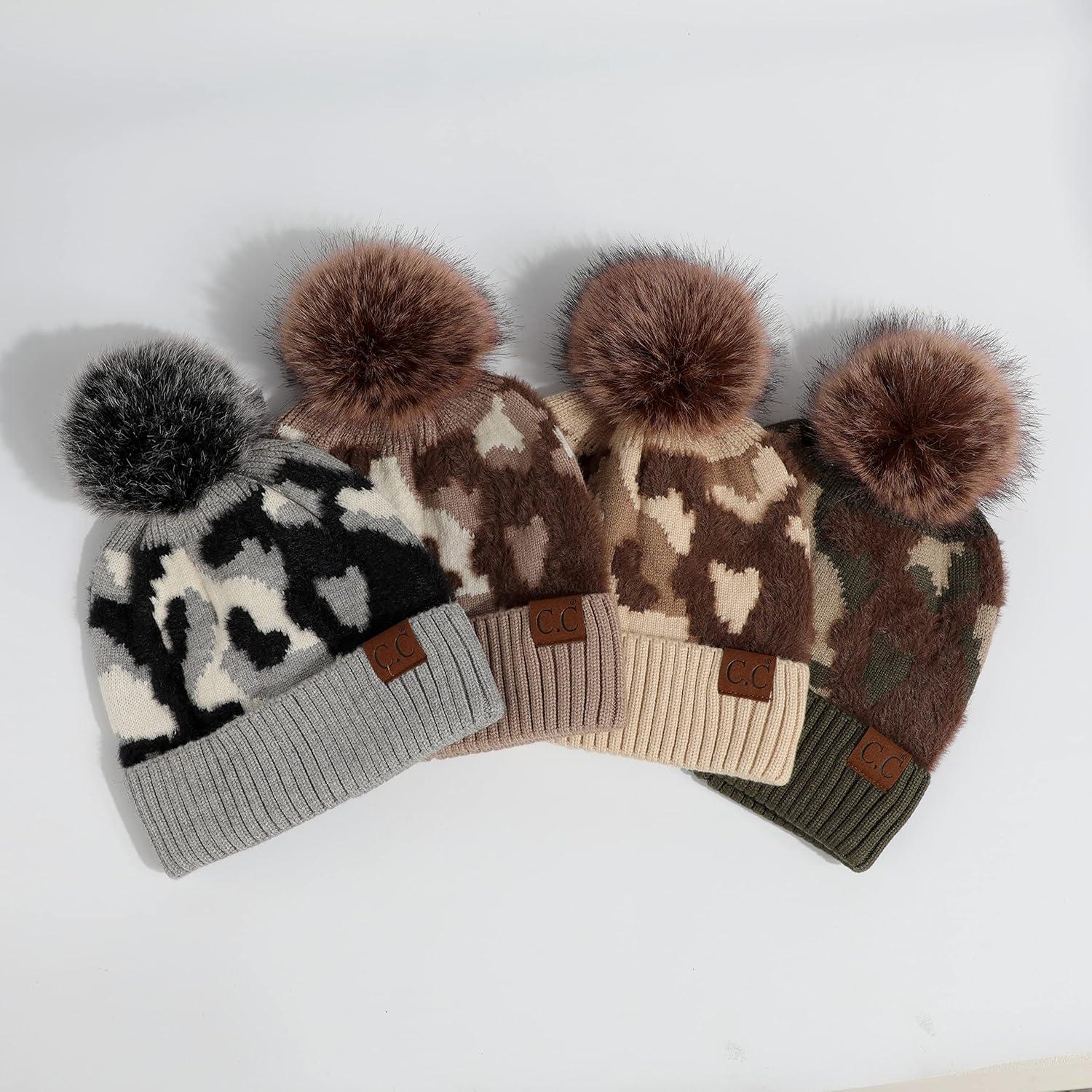 imageCC Exclusives Plush Yarn Pom Beanie hat with Daisy Pattern HAT2093HAT3001HAT4005HAT4009HAT4023Camoolive