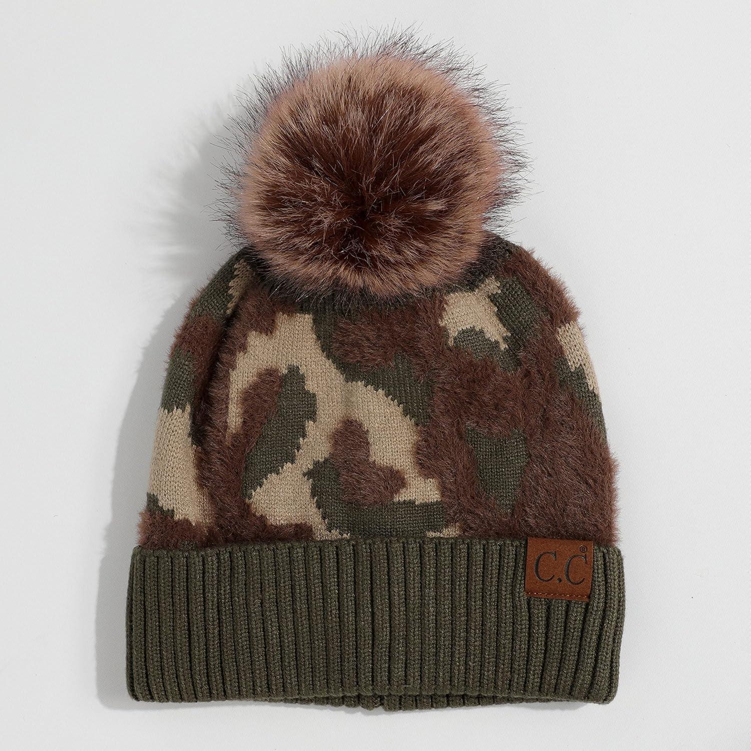 imageCC Exclusives Plush Yarn Pom Beanie hat with Daisy Pattern HAT2093HAT3001HAT4005HAT4009HAT4023Camoolive