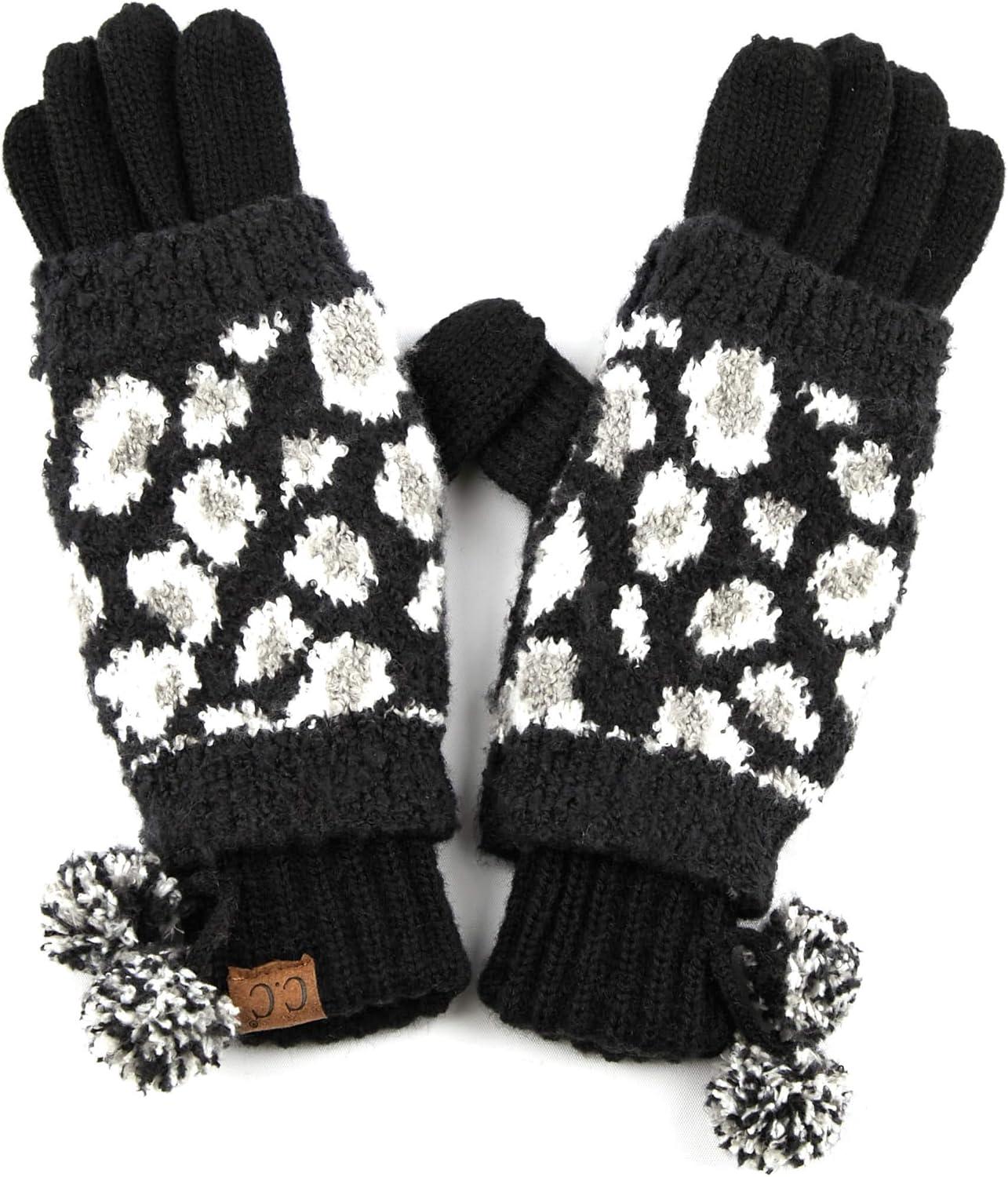 imageCC Exclusives Soft Beanie hat with Leopard Pattern and Fur PomHAT7001SF7001A Gift Setblack