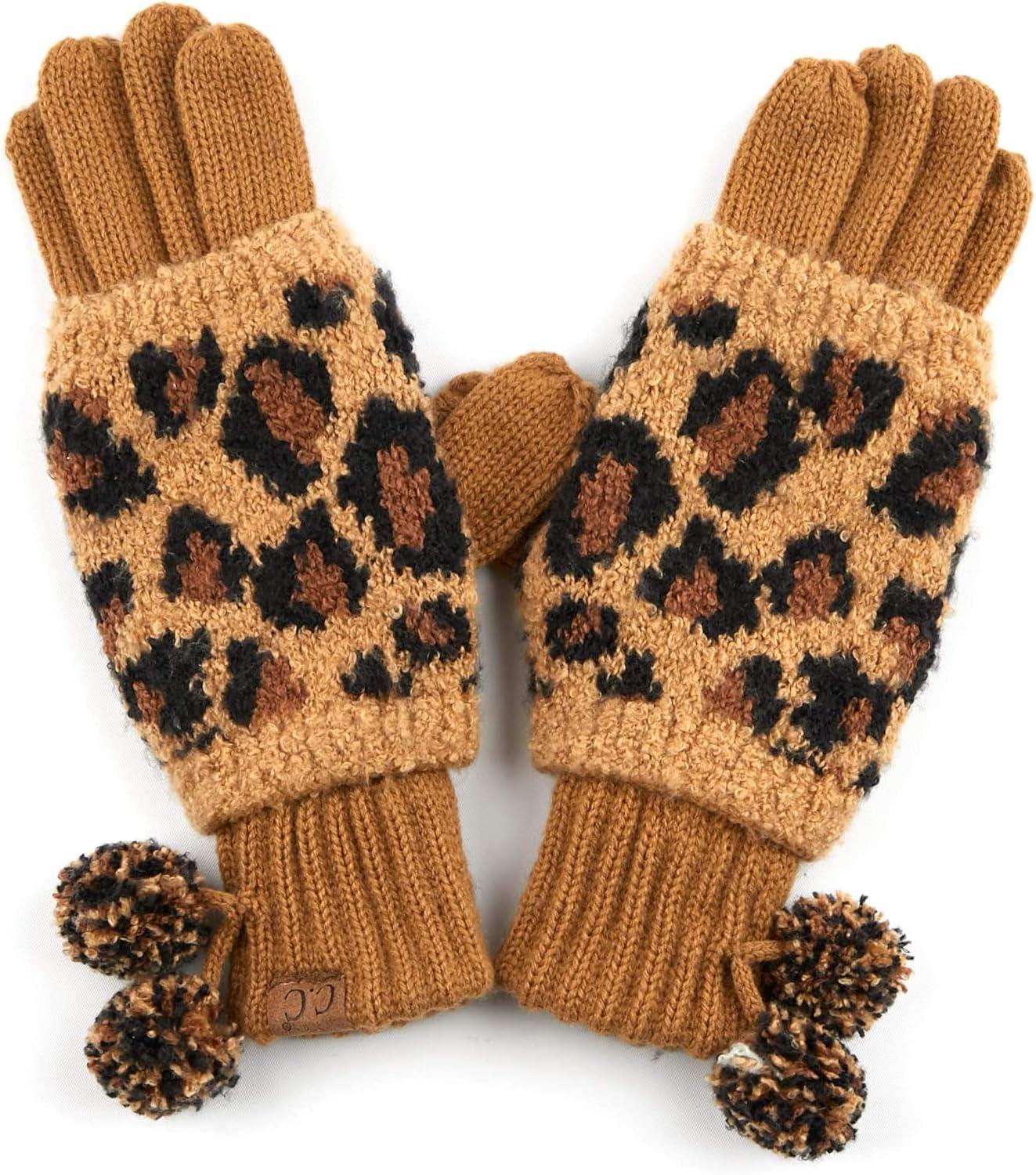 imageCC Exclusives Soft Beanie hat with Leopard Pattern and Fur PomHAT7001SF7001A Gift Setlatte