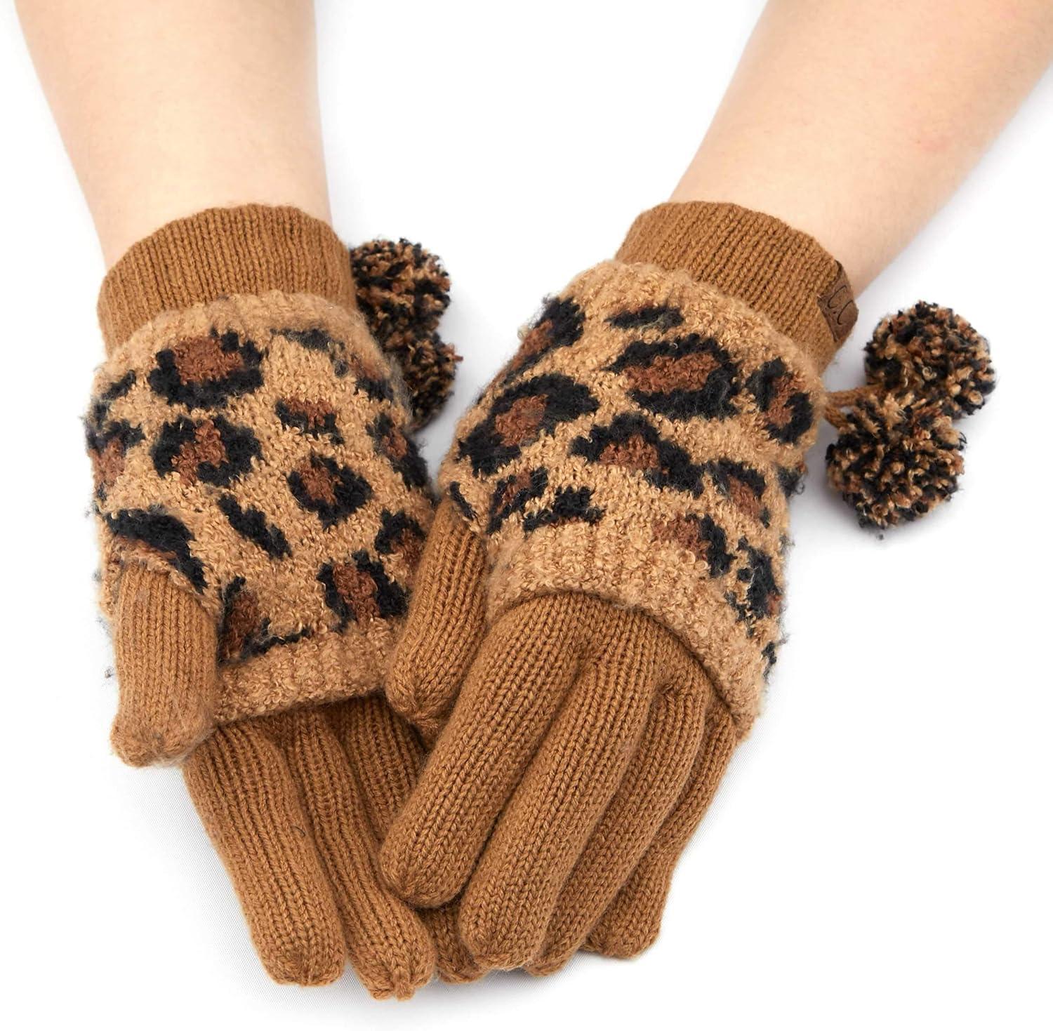 imageCC Exclusives Soft Beanie hat with Leopard Pattern and Fur PomHAT7001SF7001A Gift Setlatte