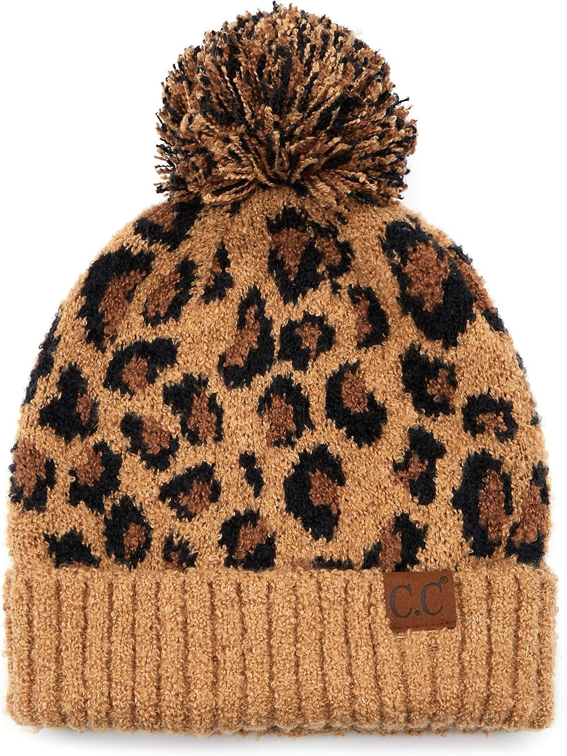 imageCC Exclusives Soft Beanie hat with Leopard Pattern and Fur PomHAT7001SF7001A Gift Setlatte