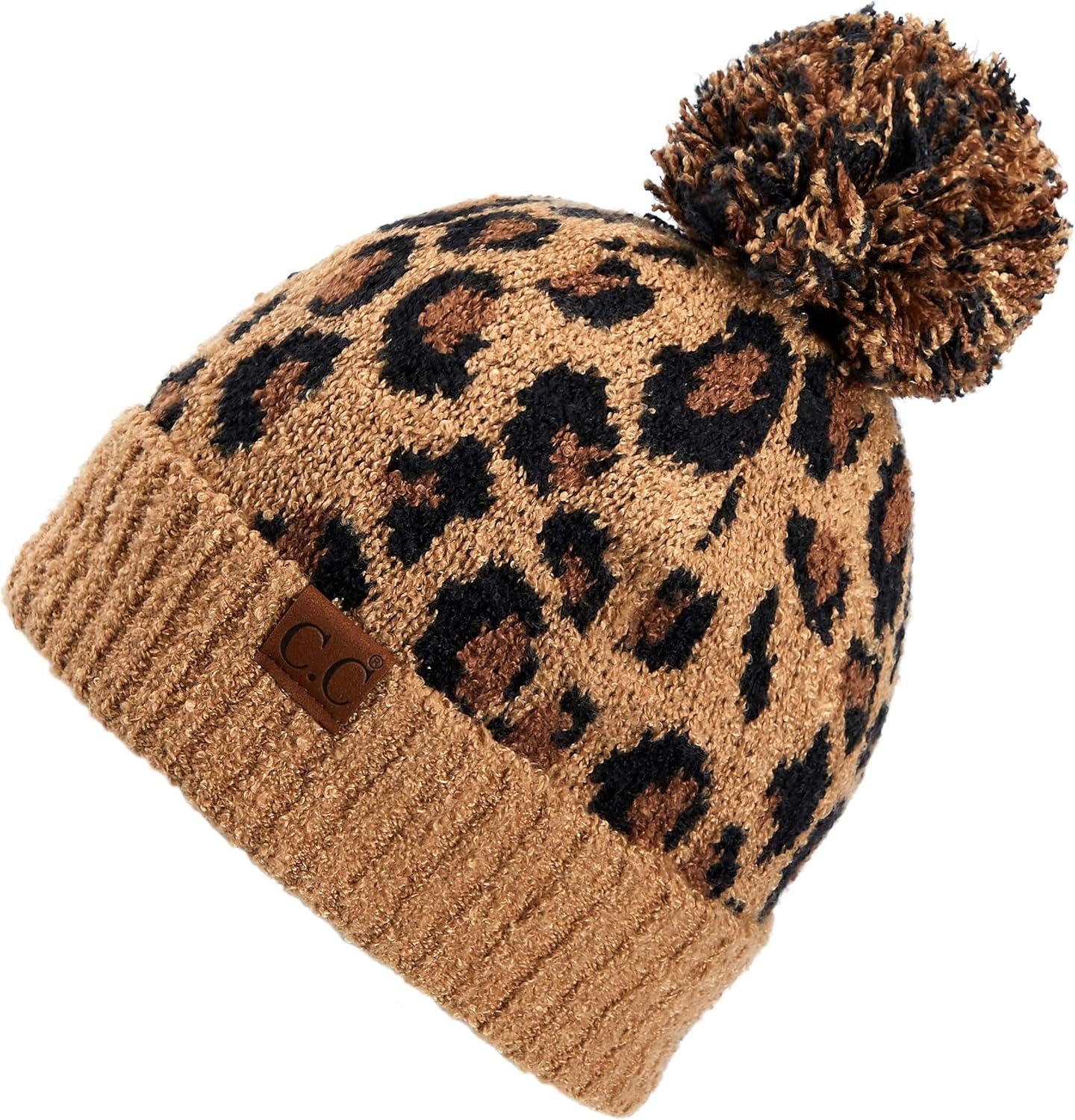 imageCC Exclusives Soft Beanie hat with Leopard Pattern and Fur PomHAT7001SF7001A Gift Setlatte