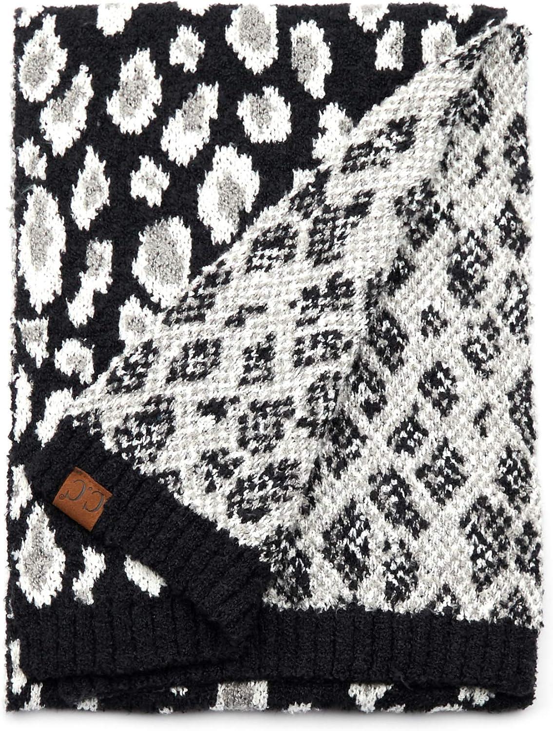 imageCC Exclusives Soft Beanie hat with Leopard Pattern and Fur PomHAT7001SF7001Black Knit