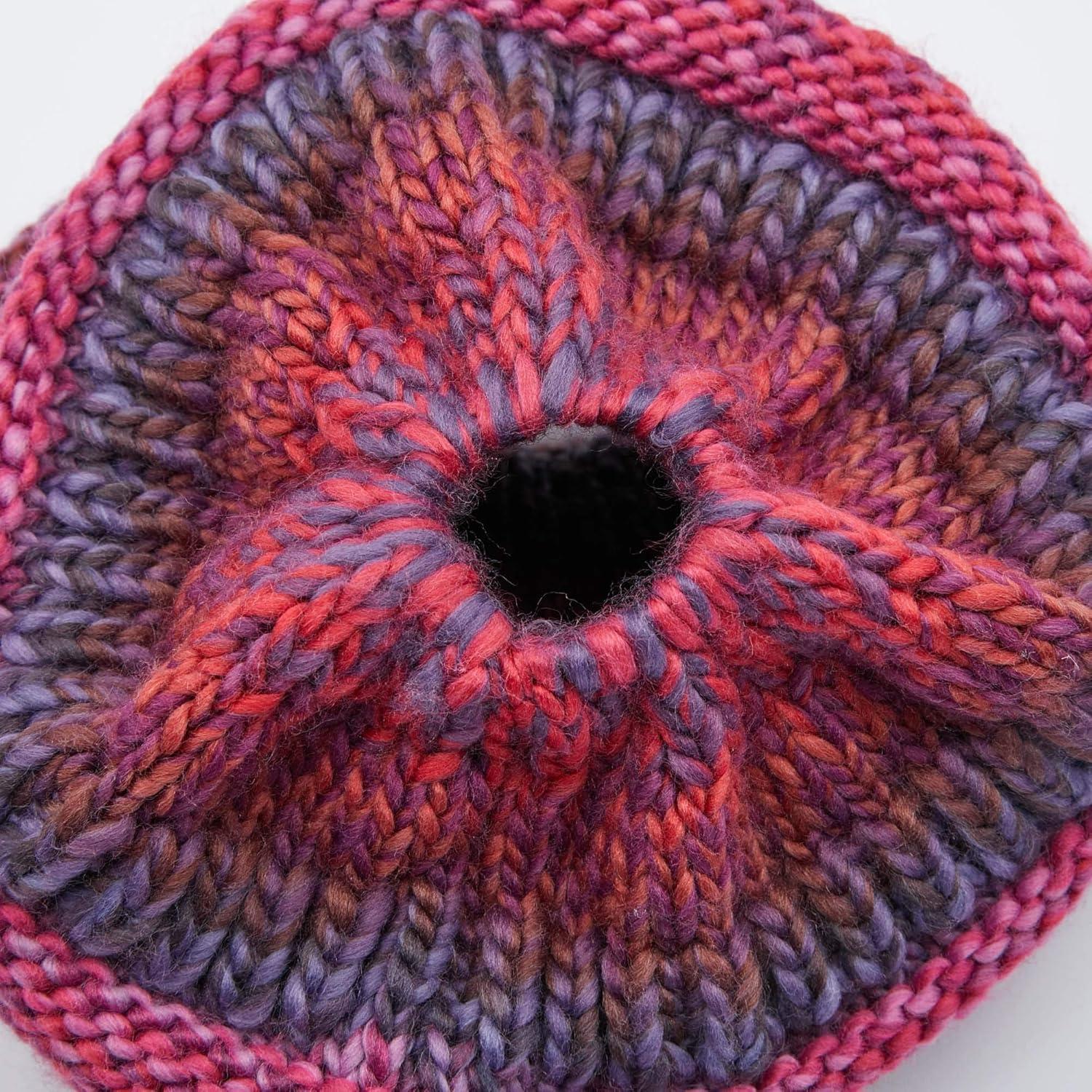 imageCC Exclusives Soft Stretch Cable Knit Messy Bun Ponytail Beanie Winter Hat for Women MB20ABurgundy Mix
