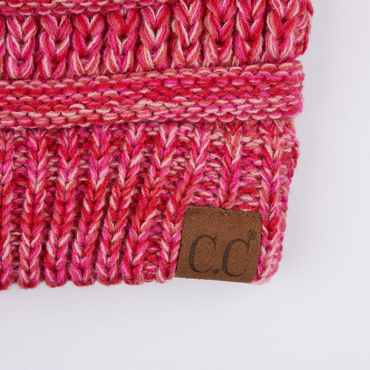imageCC Exclusives Soft Stretch Cable Knit Messy Bun Ponytail Beanie Winter Hat for Women MB20AHot Pink Multi10