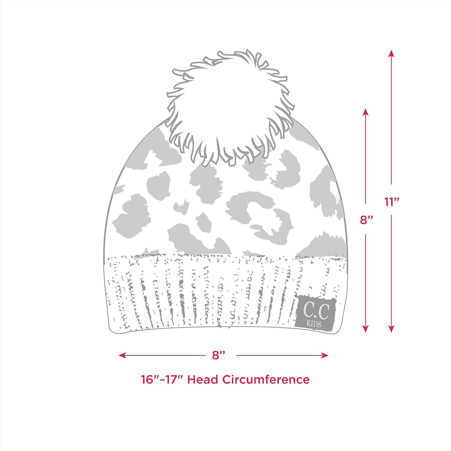 imageCC Exclusives Solid Ribbed Kids Beanie Hat with Faux Fur Pom KIDS43KIDS2061Leopardlt Mel Grey