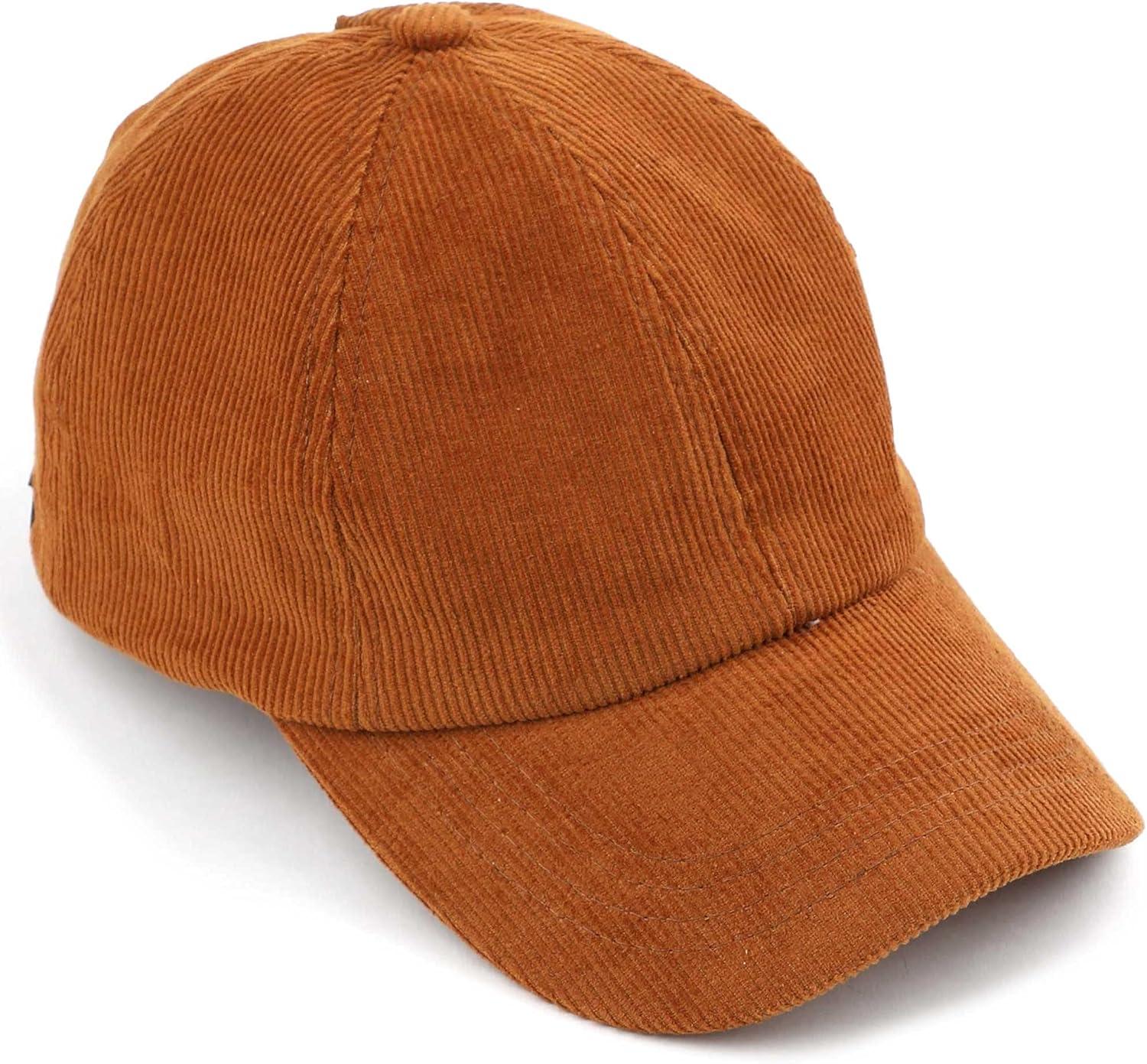 imageCC Exclusives Stone Washed Corduroy CrissCross Ponytail Baseball Cap for Women Adjustable High Bun HatCamel