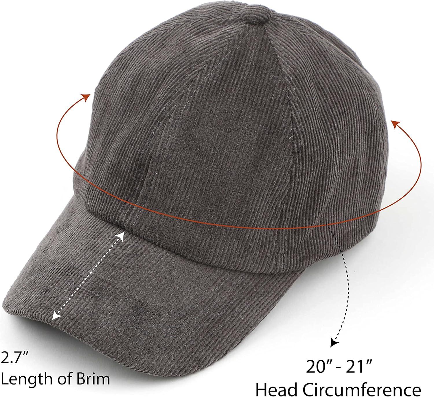 imageCC Exclusives Stone Washed Corduroy CrissCross Ponytail Baseball Cap for Women Adjustable High Bun HatGrey