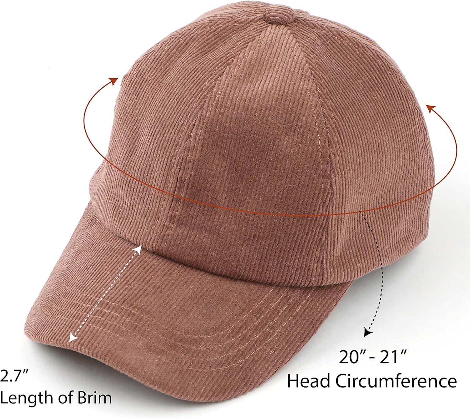 imageCC Exclusives Stone Washed Corduroy CrissCross Ponytail Baseball Cap for Women Adjustable High Bun HatTaupe