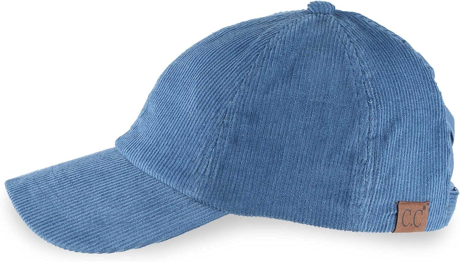 imageCC Exclusives Stone Washed Corduroy CrissCross Ponytail Baseball Cap for Women Adjustable High Bun HatTeal