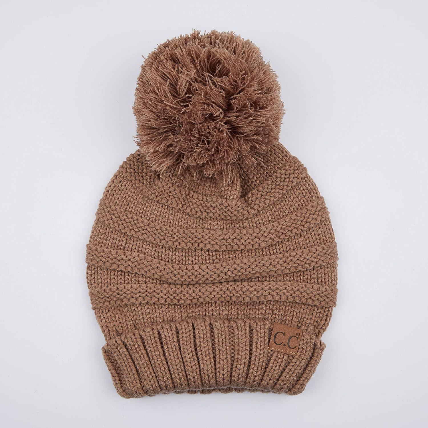 imageCC Exclusives Unisex Oversized Slouchy Beanie with Pom HAT100POM Taupe