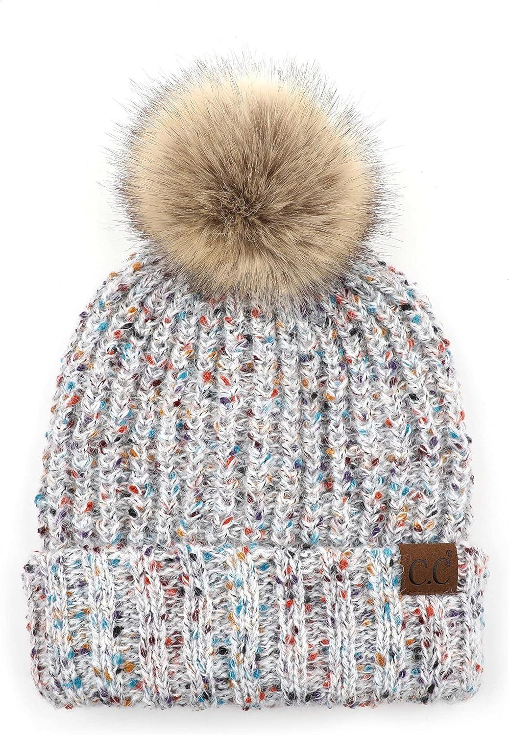 imageCC Exclusives Womens Winter Seed Stitched Confetti Pom Beanie Hat HAT1816HAT2214HAT2085HAT3841A Confetti Mohair Ribbedivory