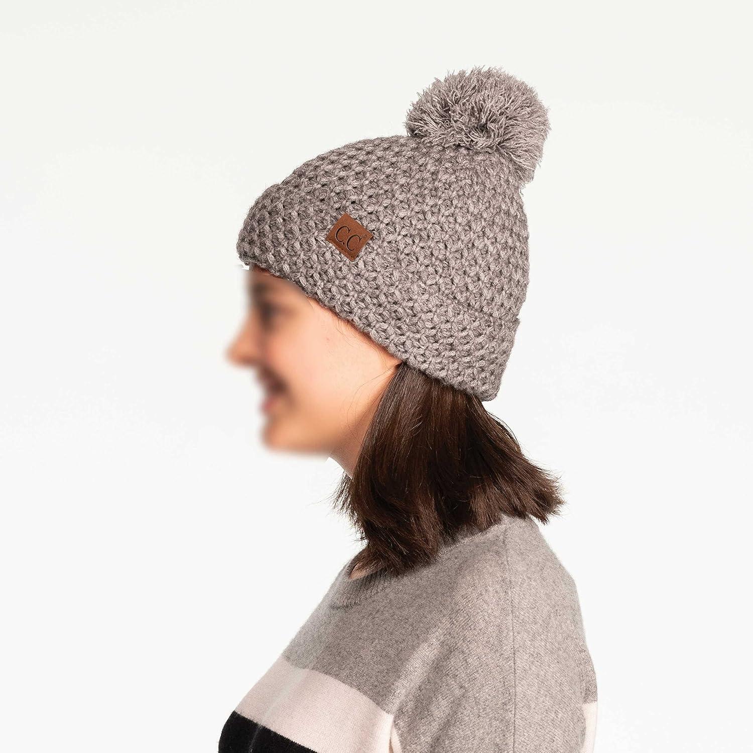 imageCC Exclusives Womens Winter Seed Stitched Confetti Pom Beanie Hat HAT1816HAT2214HAT2085HAT3841Bee Stitch Patternlt Mel Grey