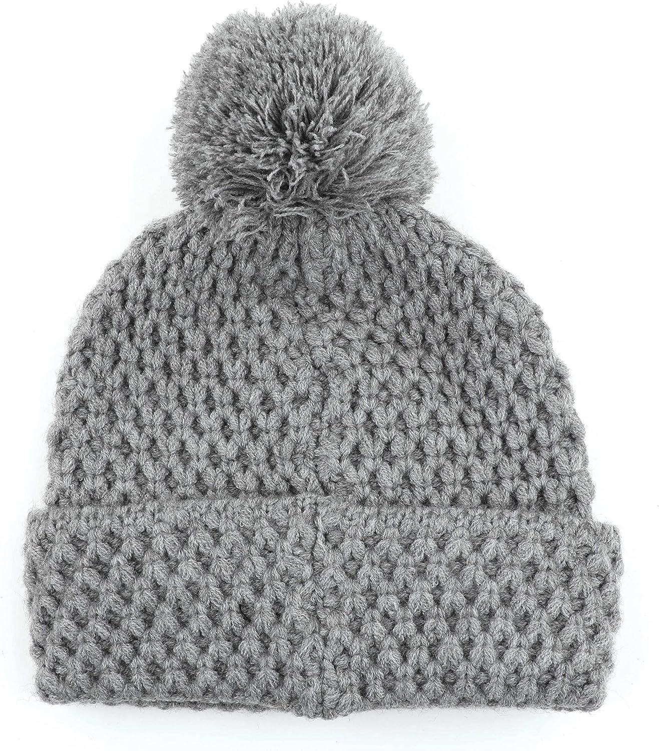 imageCC Exclusives Womens Winter Seed Stitched Confetti Pom Beanie Hat HAT1816HAT2214HAT2085HAT3841Bee Stitch Patternlt Mel Grey