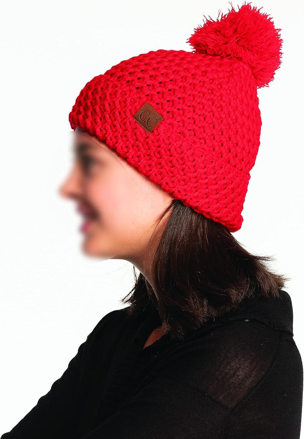 imageCC Exclusives Womens Winter Seed Stitched Confetti Pom Beanie Hat HAT1816HAT2214HAT2085HAT3841Bee Stitch Patternred