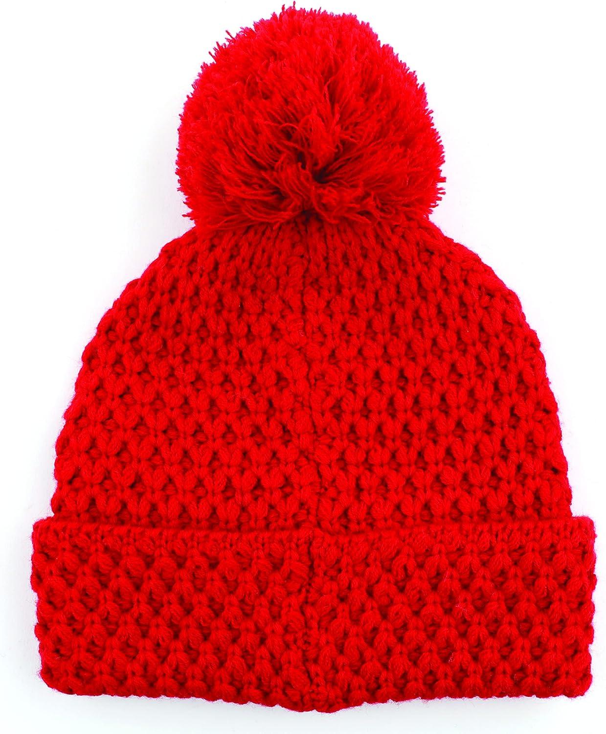 imageCC Exclusives Womens Winter Seed Stitched Confetti Pom Beanie Hat HAT1816HAT2214HAT2085HAT3841Bee Stitch Patternred