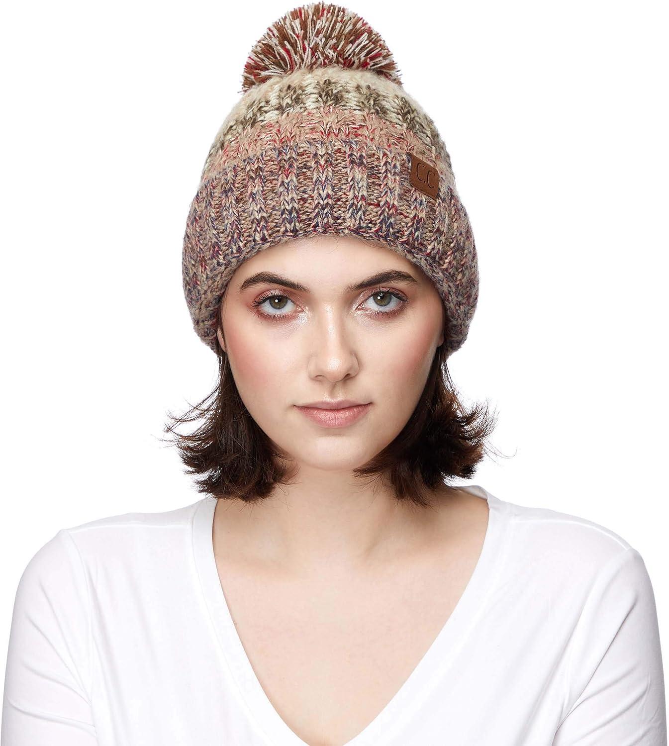 imageCC Exclusives Womens Winter Seed Stitched Confetti Pom Beanie Hat HAT1816HAT2214HAT2085HAT3841Beige