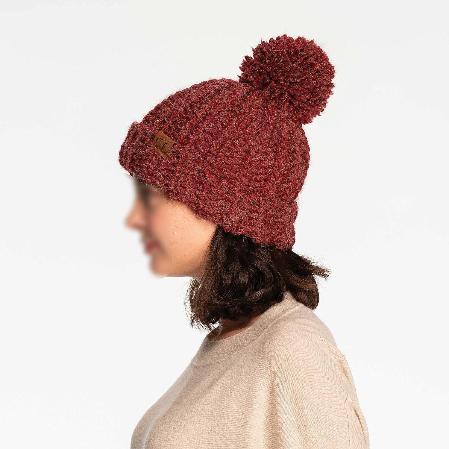 imageCC Exclusives Womens Winter Seed Stitched Confetti Pom Beanie Hat HAT1816HAT2214HAT2085HAT3841Cranberry