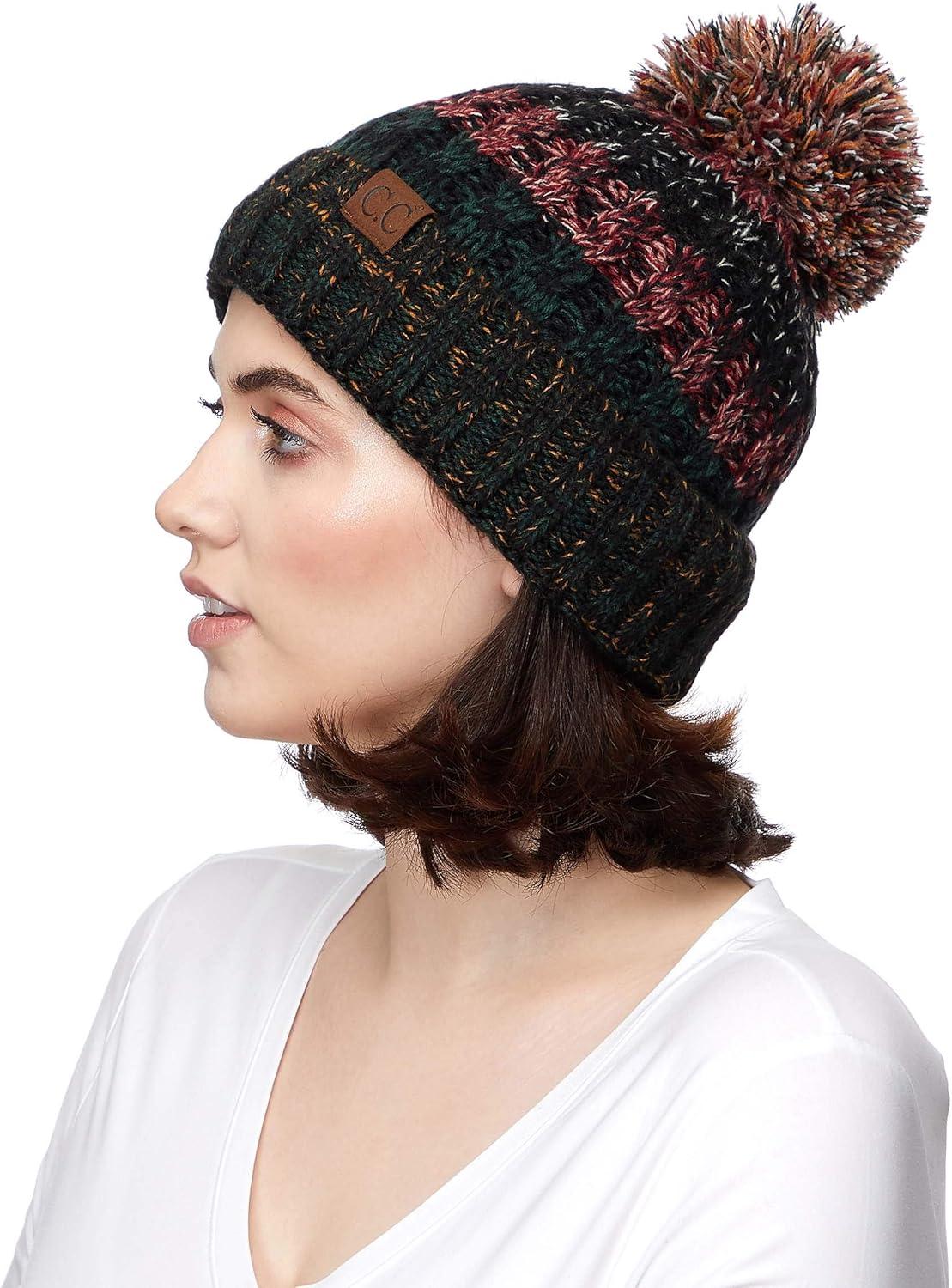 imageCC Exclusives Womens Winter Seed Stitched Confetti Pom Beanie Hat HAT1816HAT2214HAT2085HAT3841Hunter Green