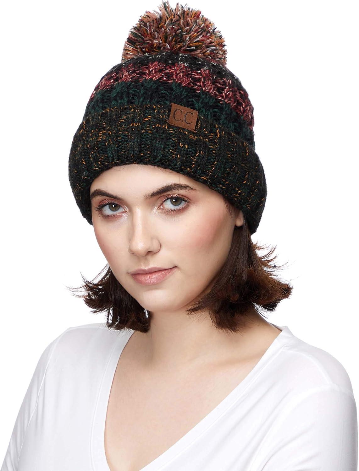 imageCC Exclusives Womens Winter Seed Stitched Confetti Pom Beanie Hat HAT1816HAT2214HAT2085HAT3841Hunter Green