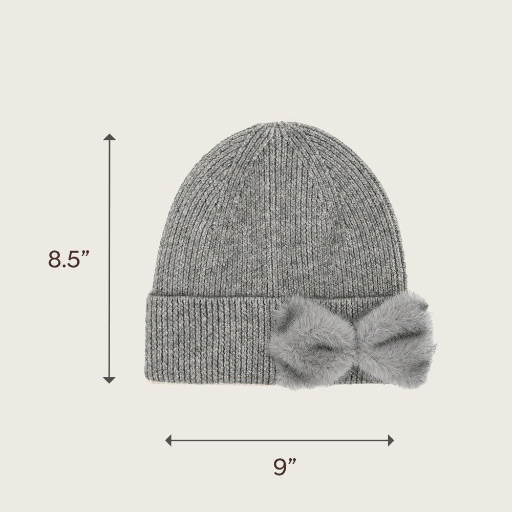imageCC Faux Fur Bow Winter Beanie for WomenGrey
