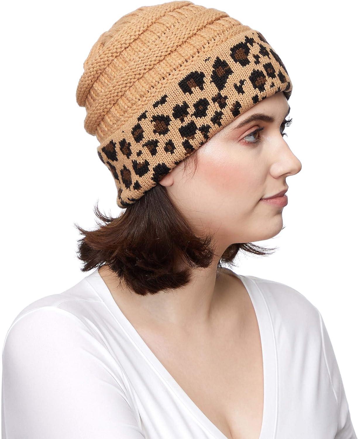 imageCC Hatsandscarf CC Exclusives Solid Color Beanie Tail Hat0 Leopard Camel