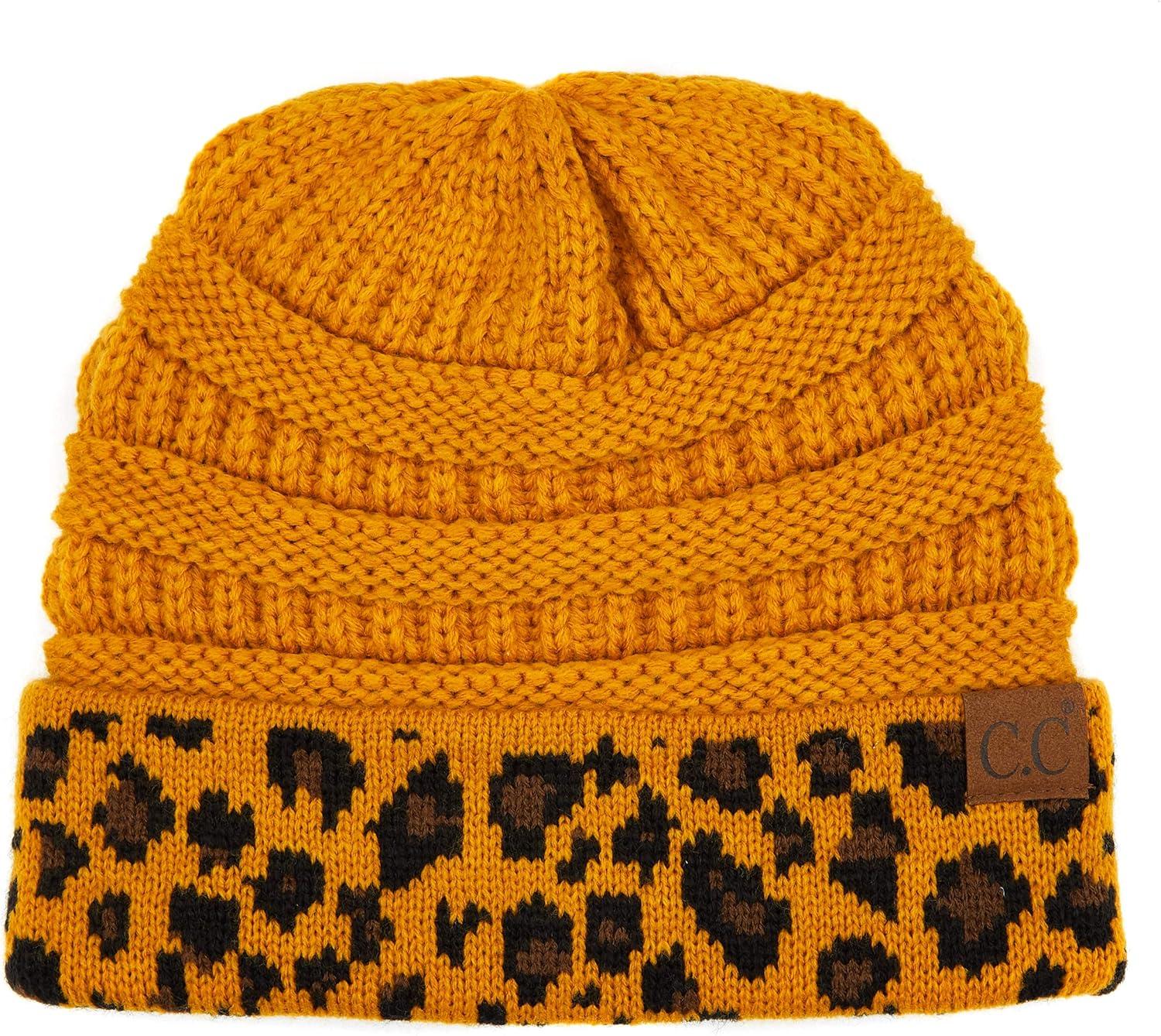 imageCC Hatsandscarf CC Exclusives Solid Color Beanie Tail Hat0 Leopard Mustard