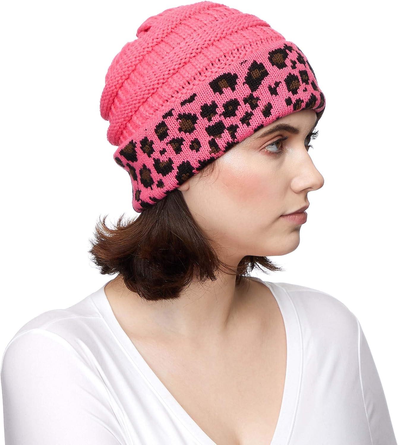 imageCC Hatsandscarf CC Exclusives Solid Color Beanie Tail Hat0 Leopard New Candy Pink