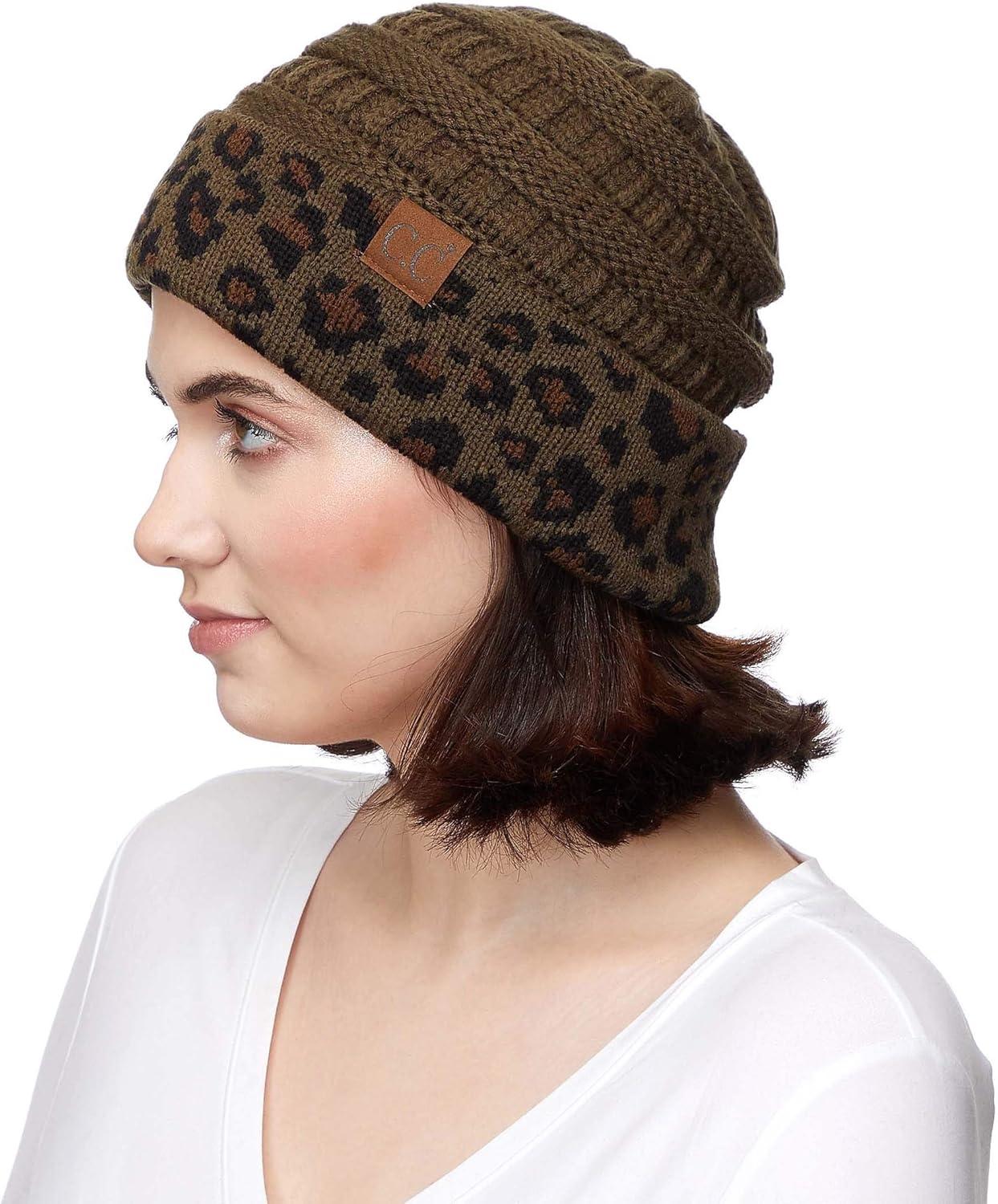 imageCC Hatsandscarf CC Exclusives Solid Color Beanie Tail Hat0 Leopard New Olive