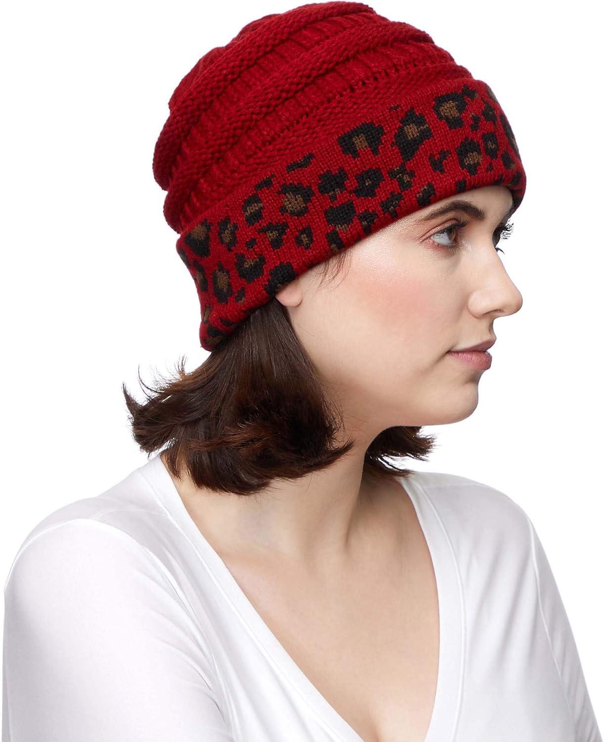 imageCC Hatsandscarf CC Exclusives Solid Color Beanie Tail Hat0 Leopard Red