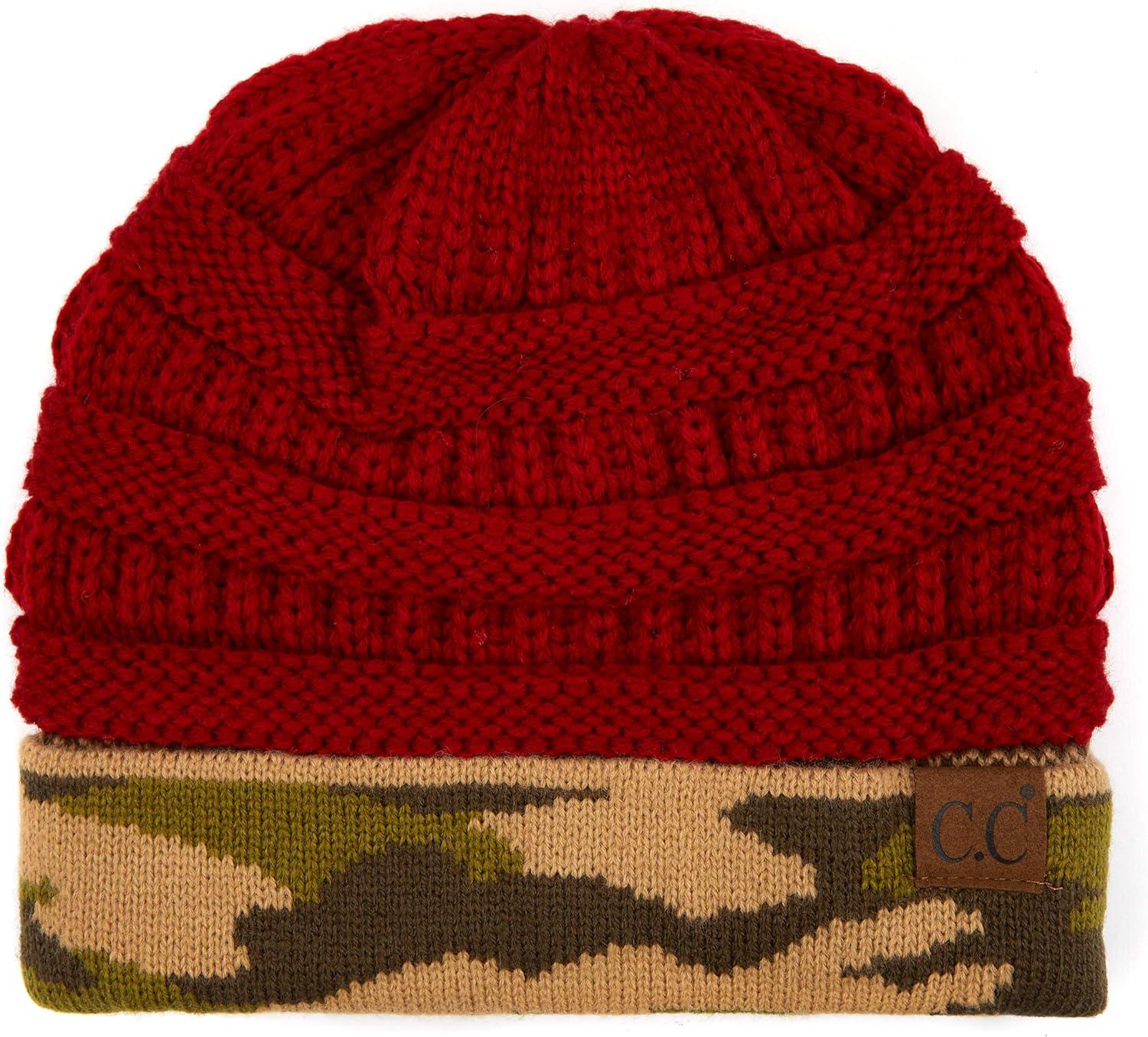 imageCC Hatsandscarf CC Exclusives Solid Color Beanie Tail Hat1 CamoRed