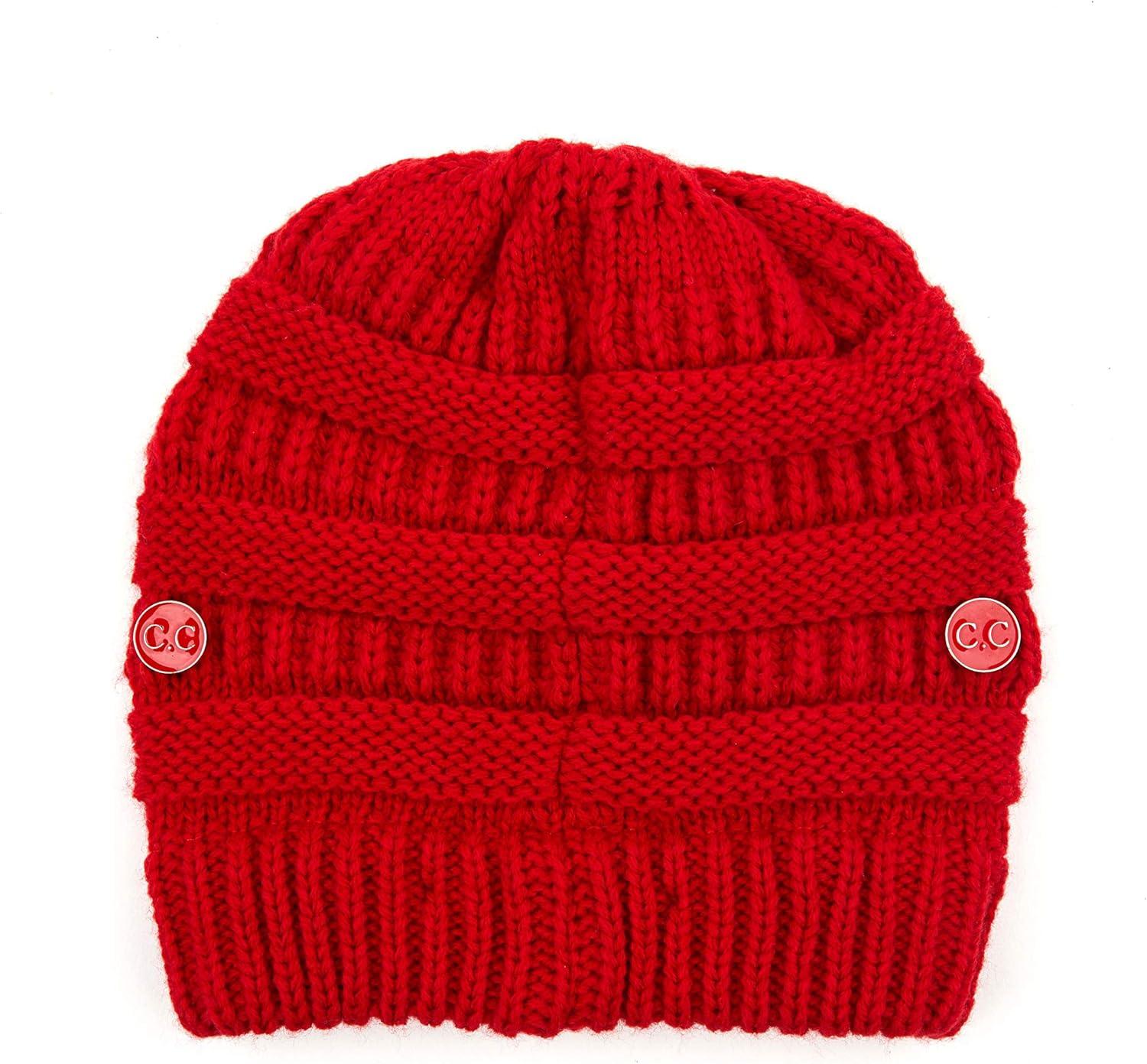 imageCC Hatsandscarf CC Exclusives Solid Color Beanie Tail HatA Button Red