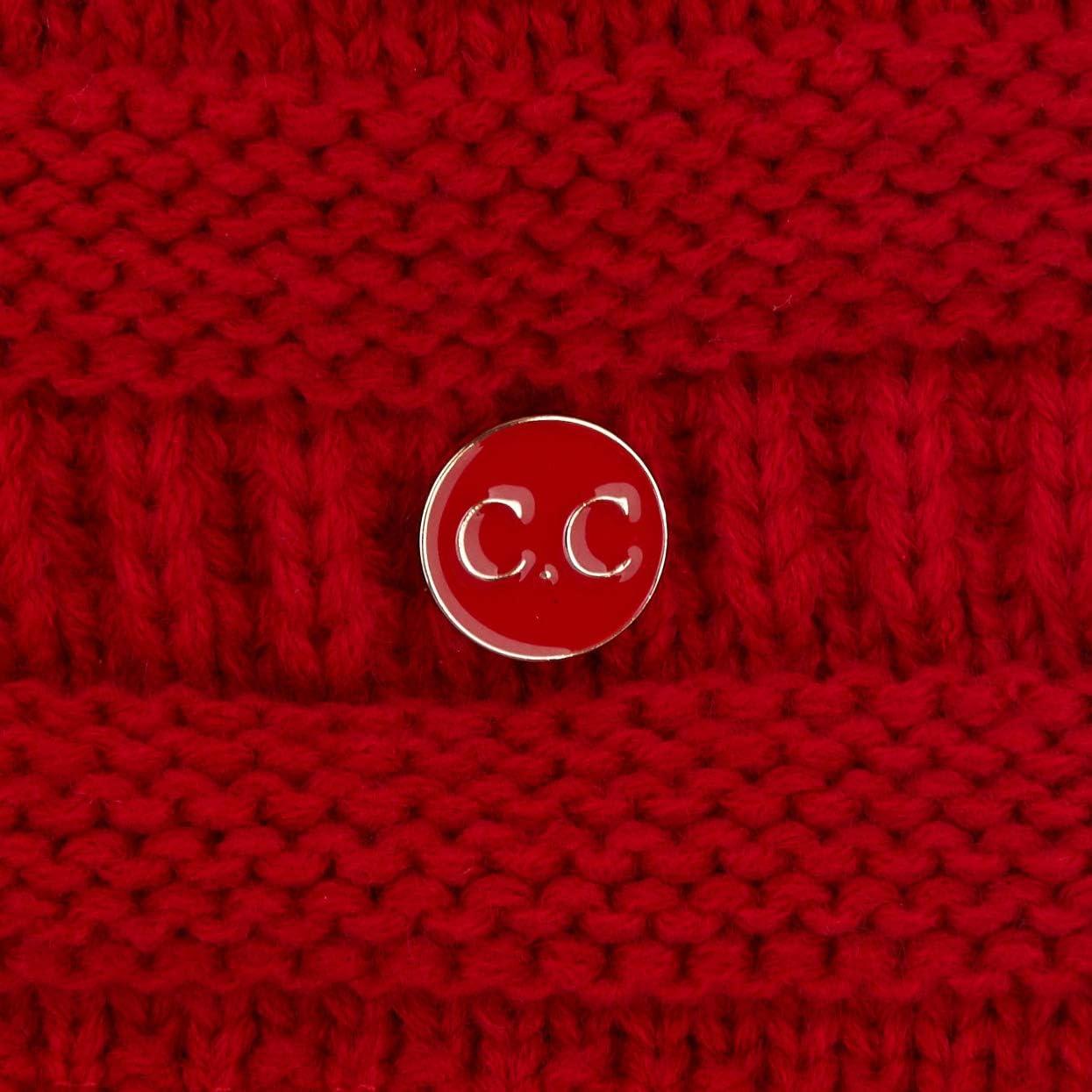 imageCC Hatsandscarf CC Exclusives Solid Color Beanie Tail HatA Button Red