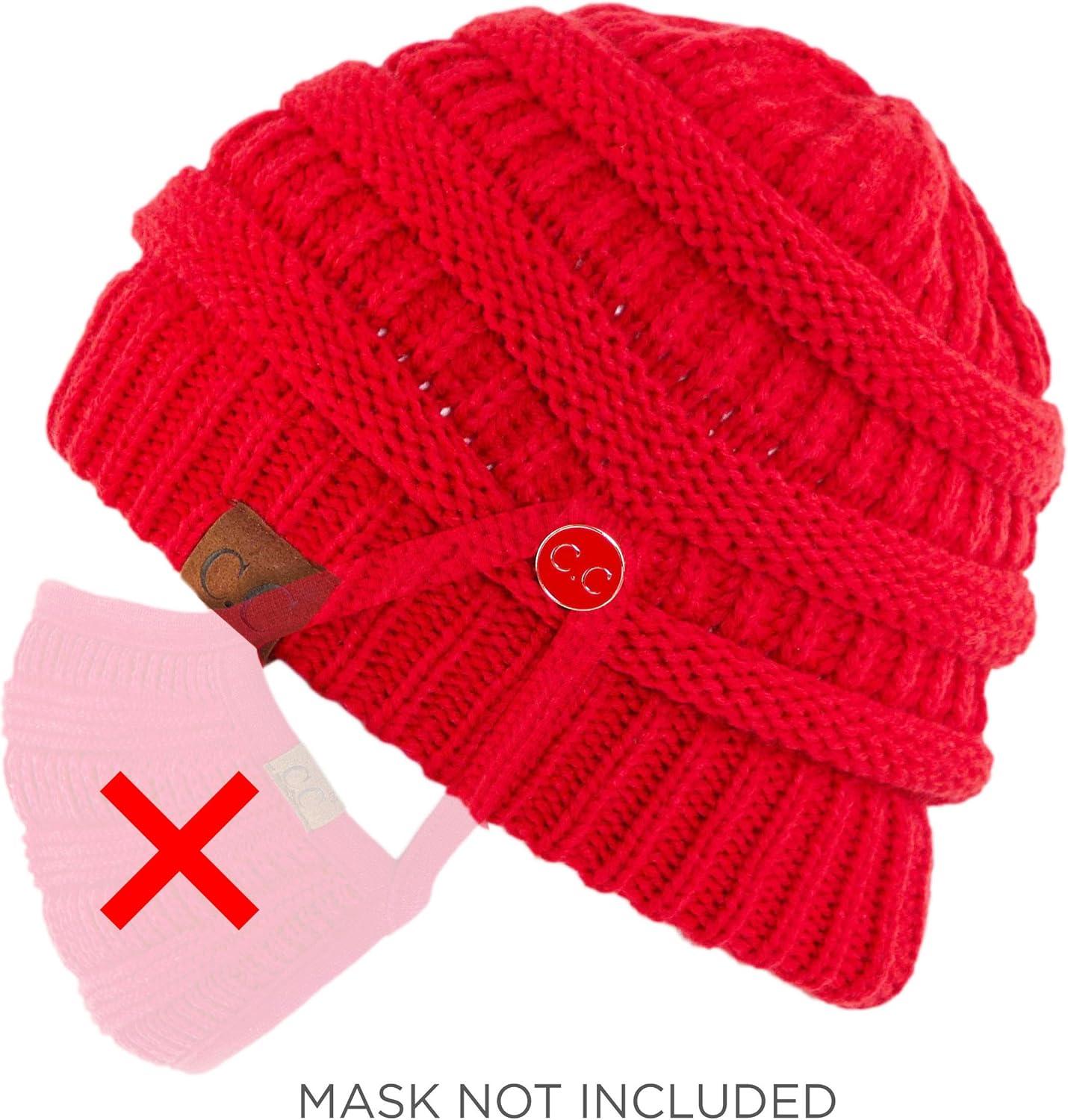 imageCC Hatsandscarf CC Exclusives Solid Color Beanie Tail HatA Button Red